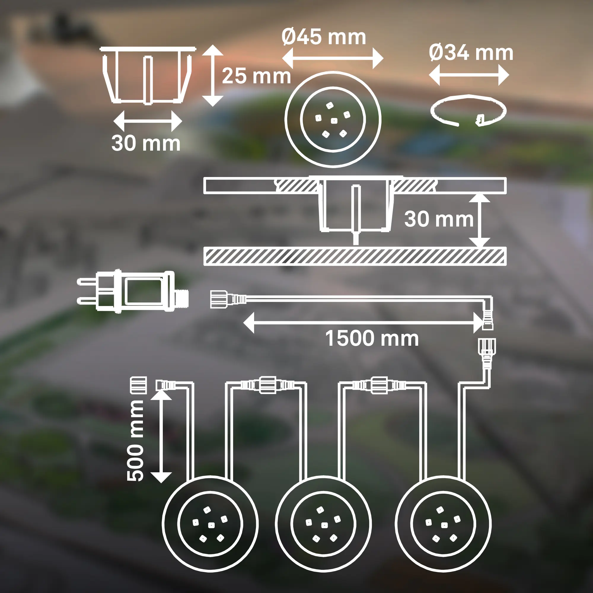 Briloner LED Außen-Bodenstrahler Padouk Connect to Shine 3er Starterset 3x1W warmweiß