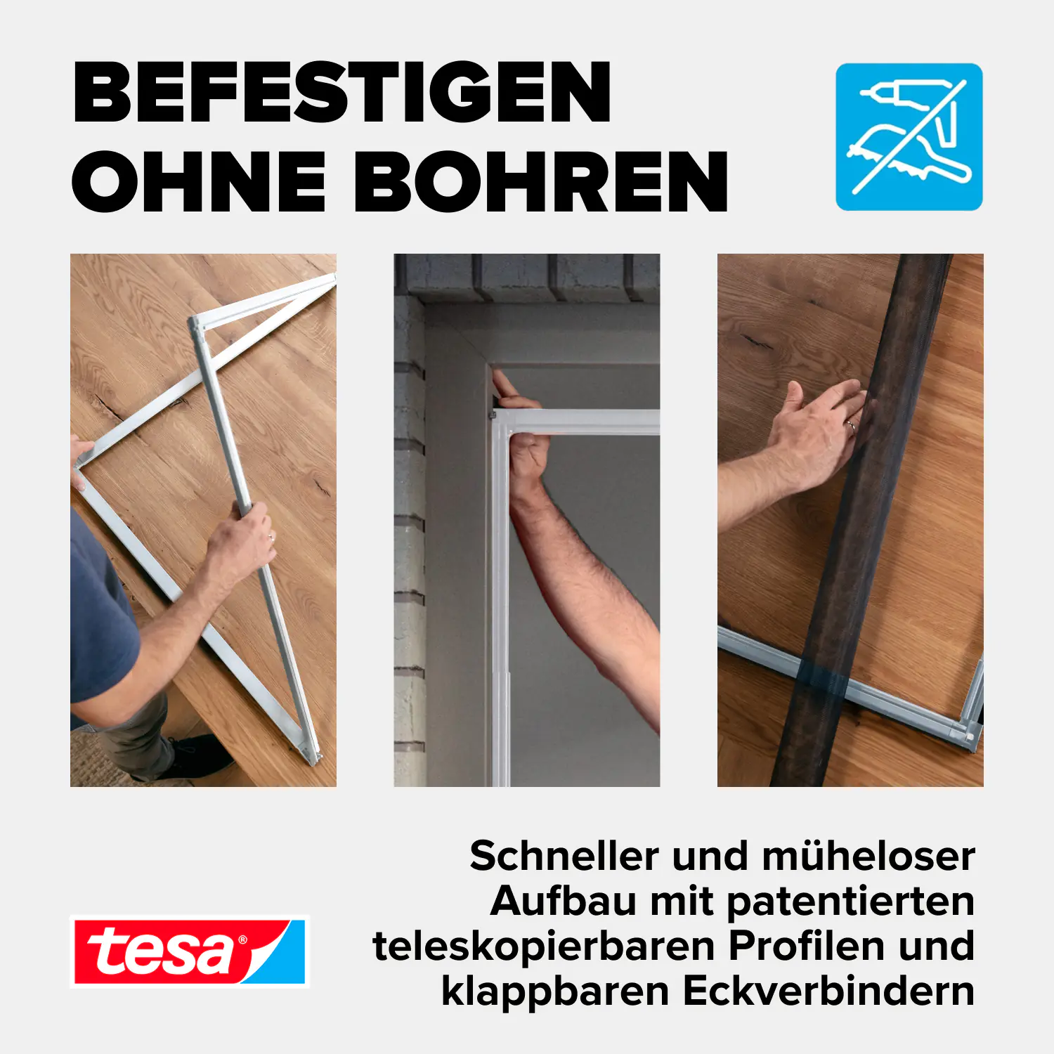 tesa Fliegenschutz-Fenster FALT 80 x 80 - 140 x 140 cm weiß/weiß