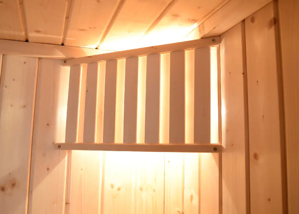 Weka Massivholzsauna Valida Eck 1 Sparset mit Saunaofen