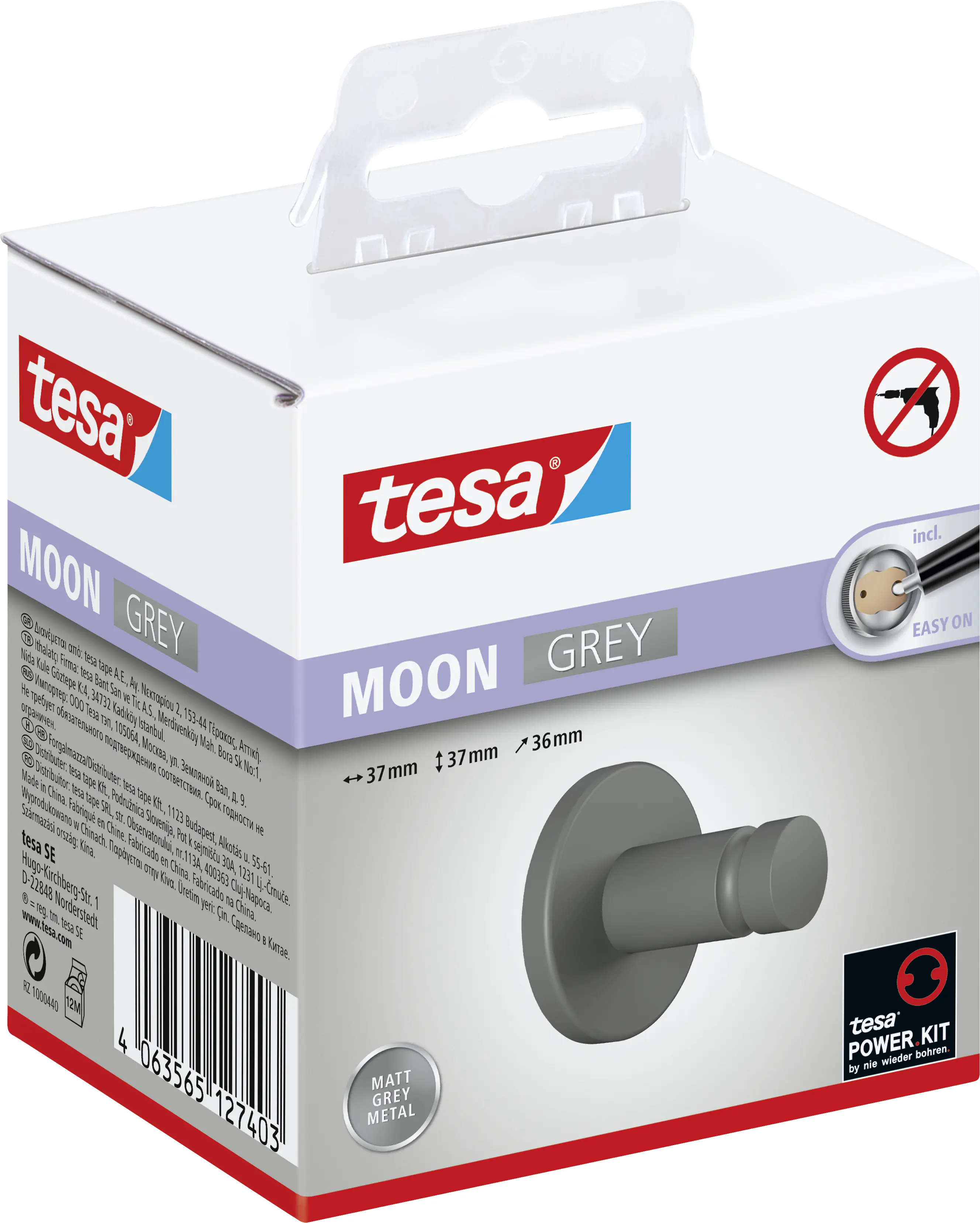 tesa Handtuchhaken Moon grau matt