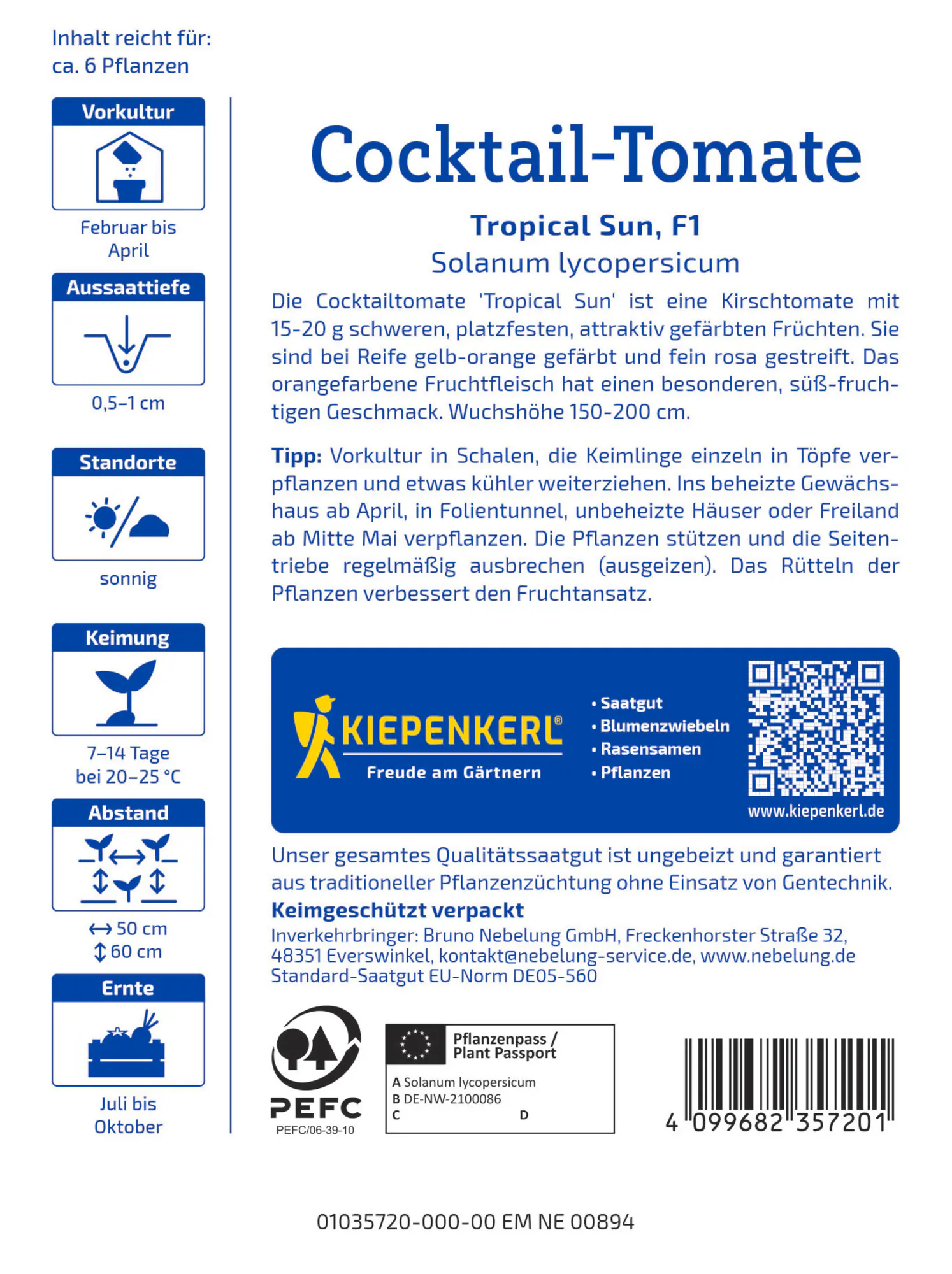 Kiepenkerl Saatgut Cocktail-Tomaten Tropical Sun F1 für ca. 6 Pflanzen