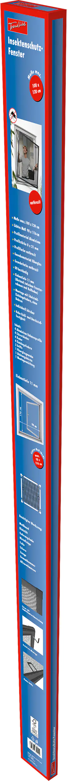 TrendLine Fliegenschutz-Fenster 100 x 120 cm anthrazit/anthrazit kürzbar