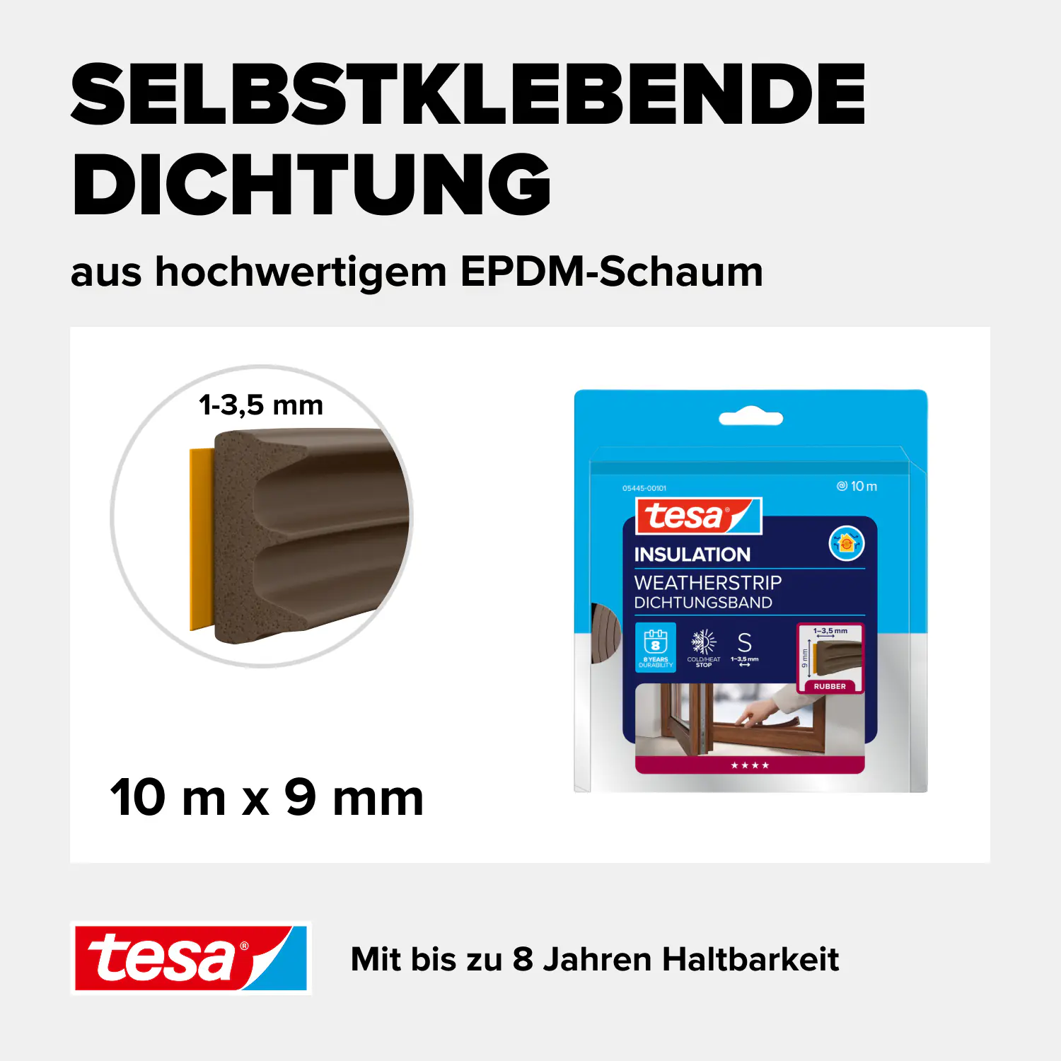 tesa Gummidichtung E-Profil Classic 10 m braun