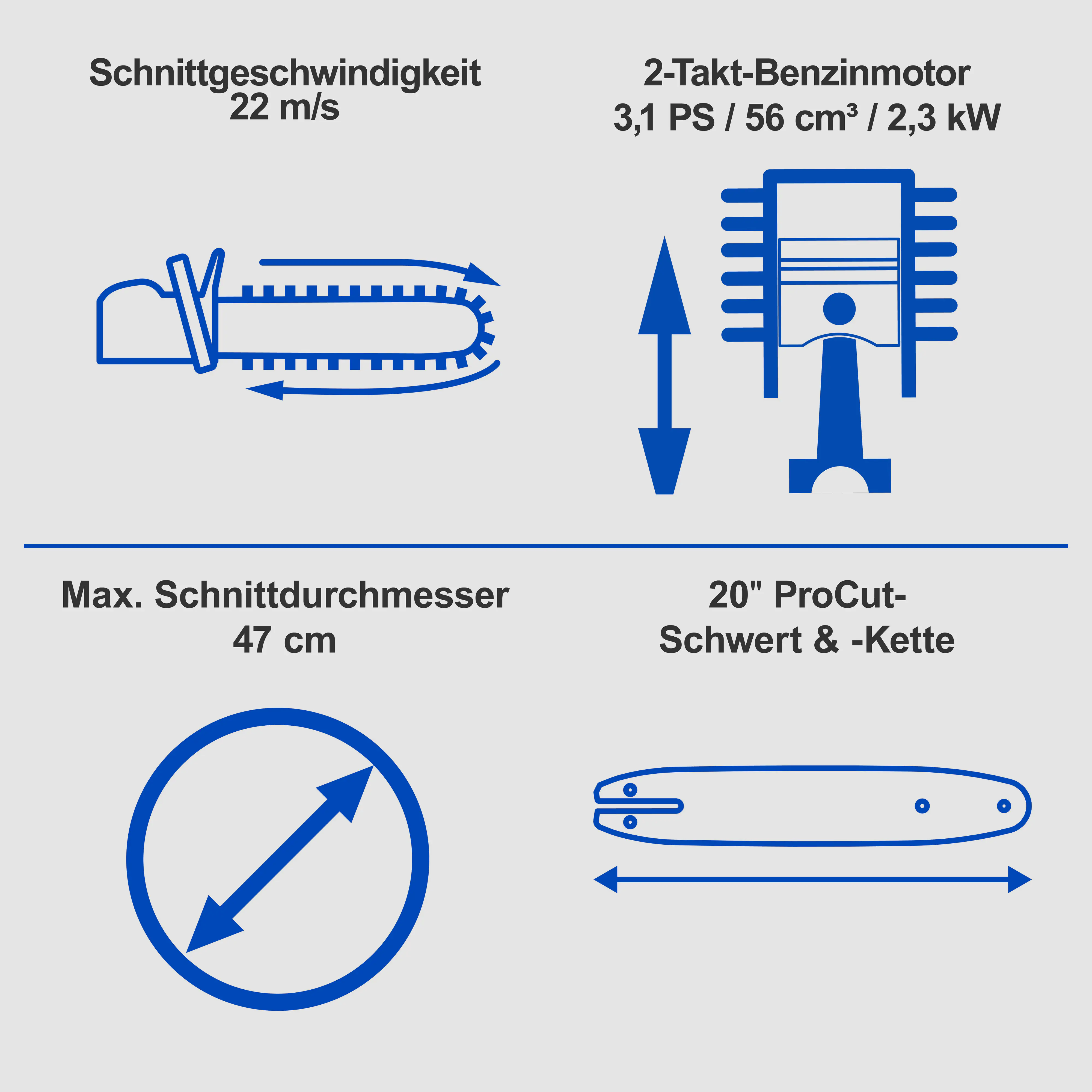 Scheppach Benzin-Kettensäge PCS56E 2,3 kW 51 cm Schwertlänge