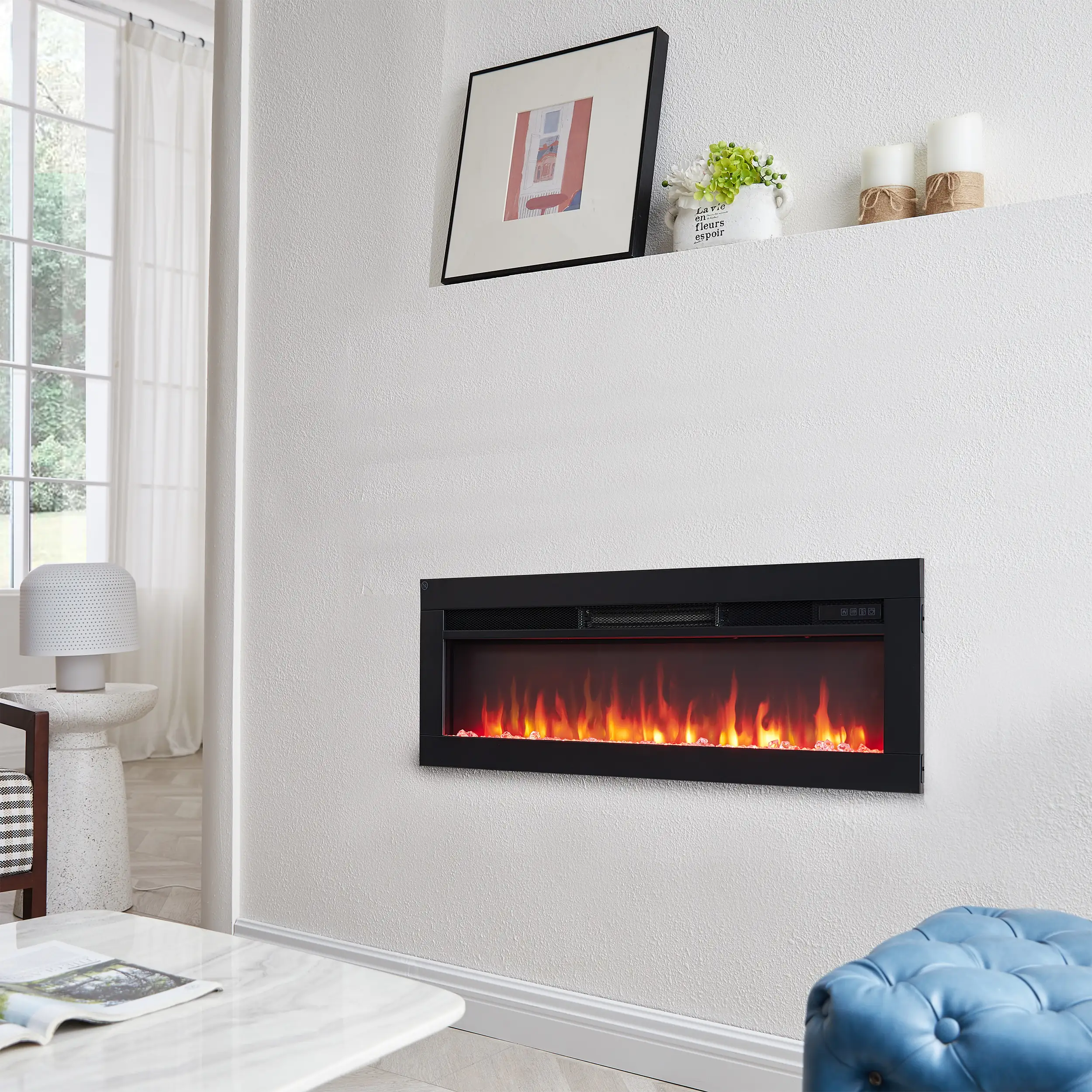 BALDERIA Elektrokamin schwarz Agnes 36 1000/1800 Watt 33 x 92 cm