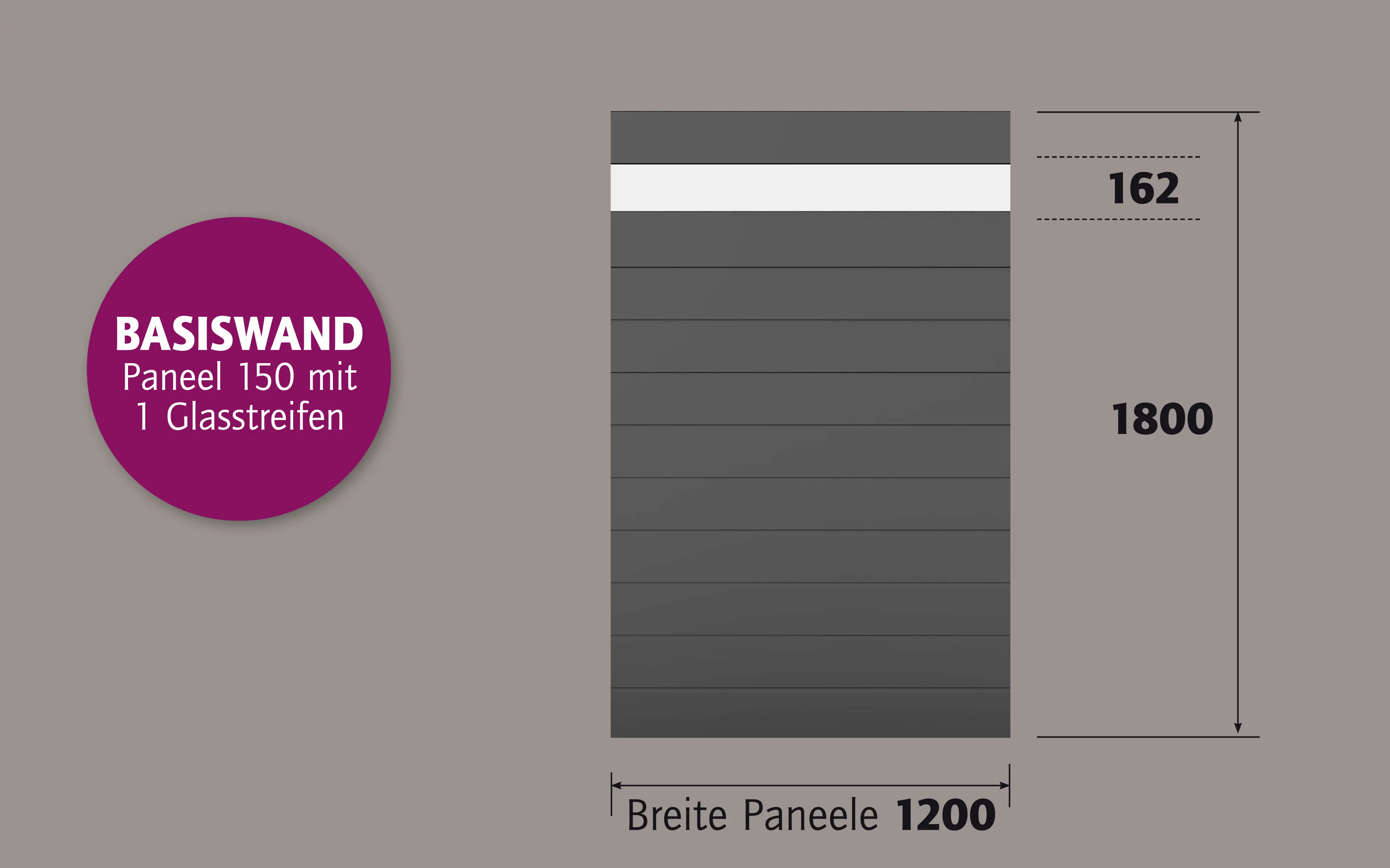 Ambiente Alu-Zaun Paneel 150 + ESG 8 mm 120 cm x 180 cm 22 mm stark