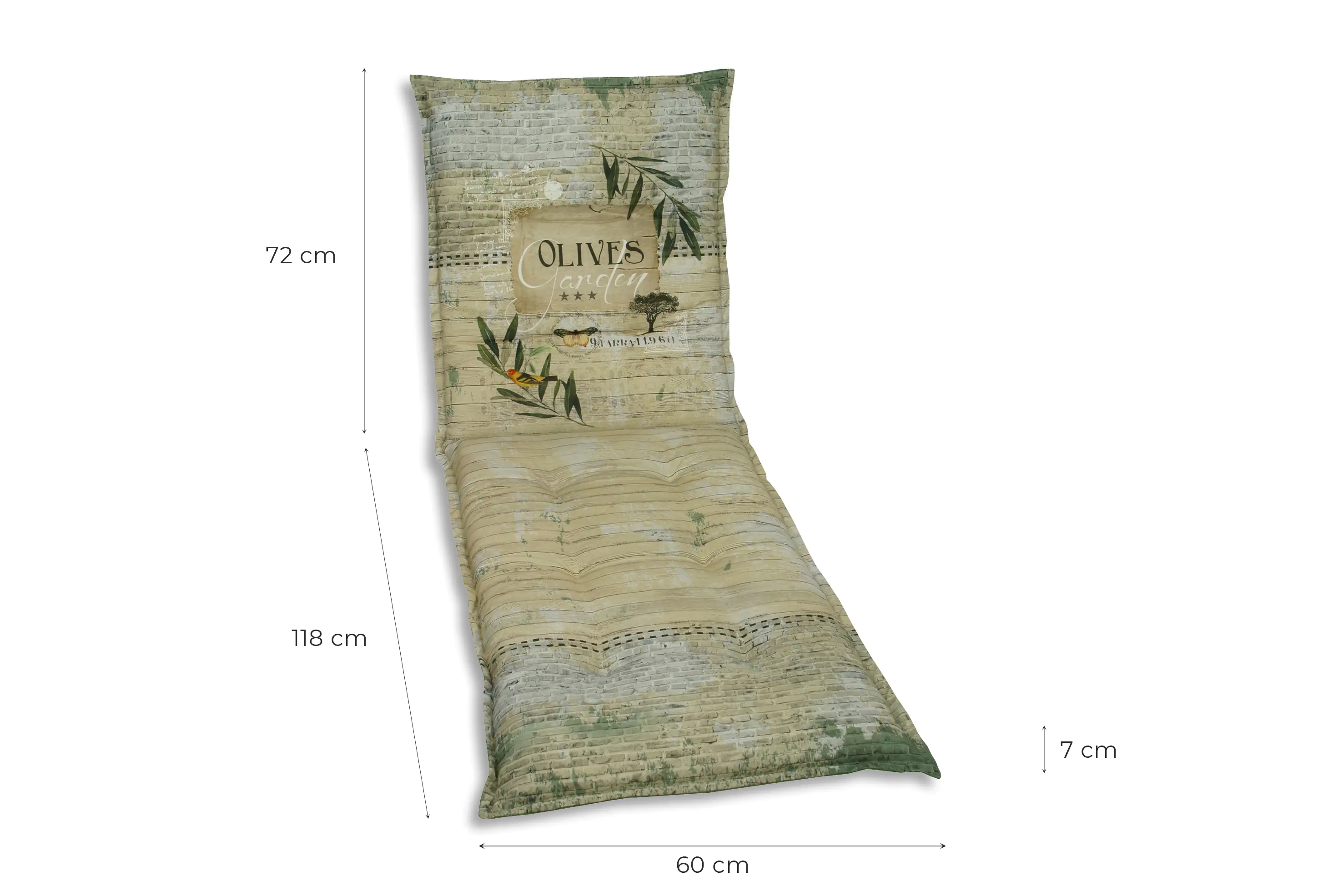Go-De Rollliegen-Auflage grün beige gemustert, 190 x 60 x 8 cm
