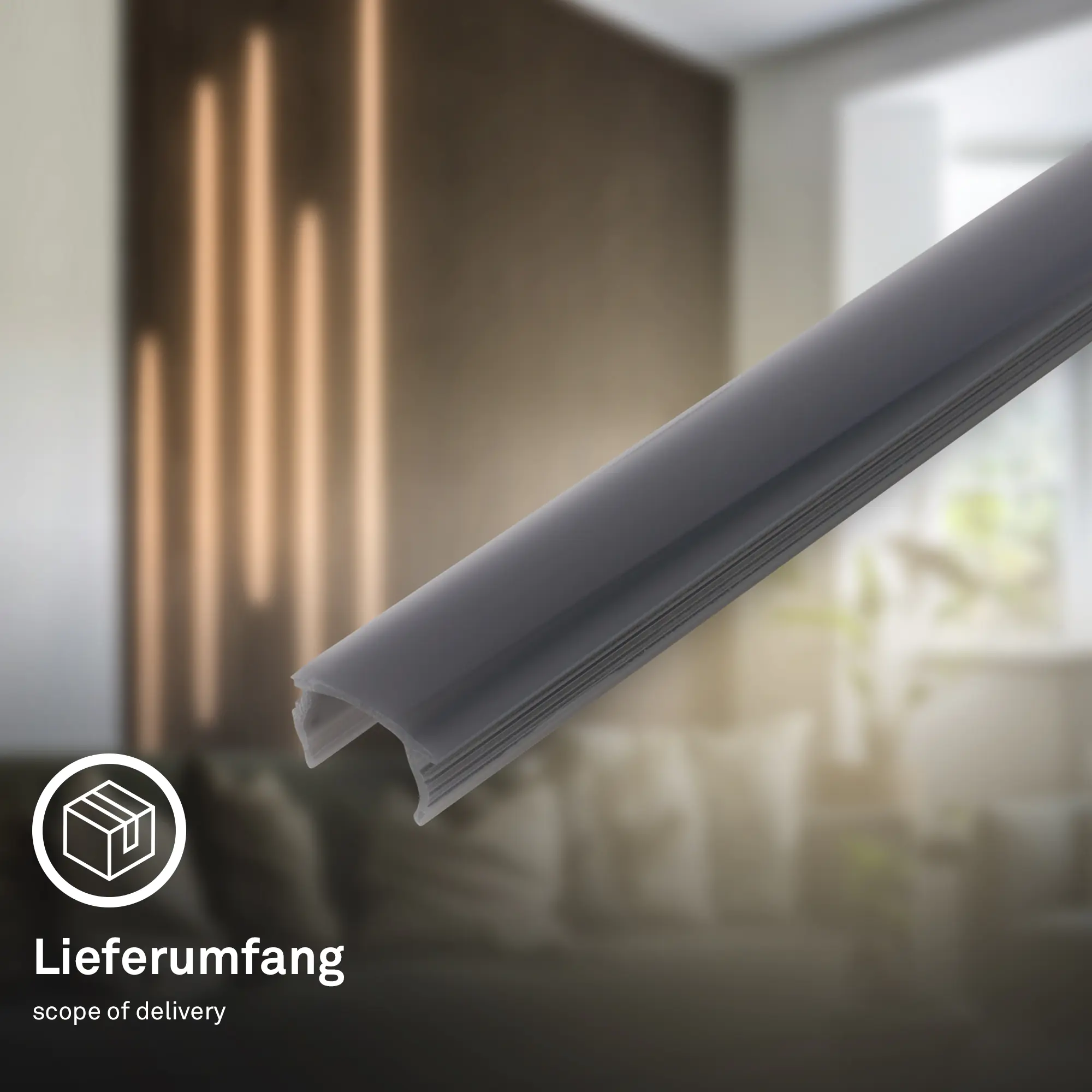 PC Profil Diffusor für Akustikpaneele Kunstoff 130 cm Rauchglas Optik 16-17 mm