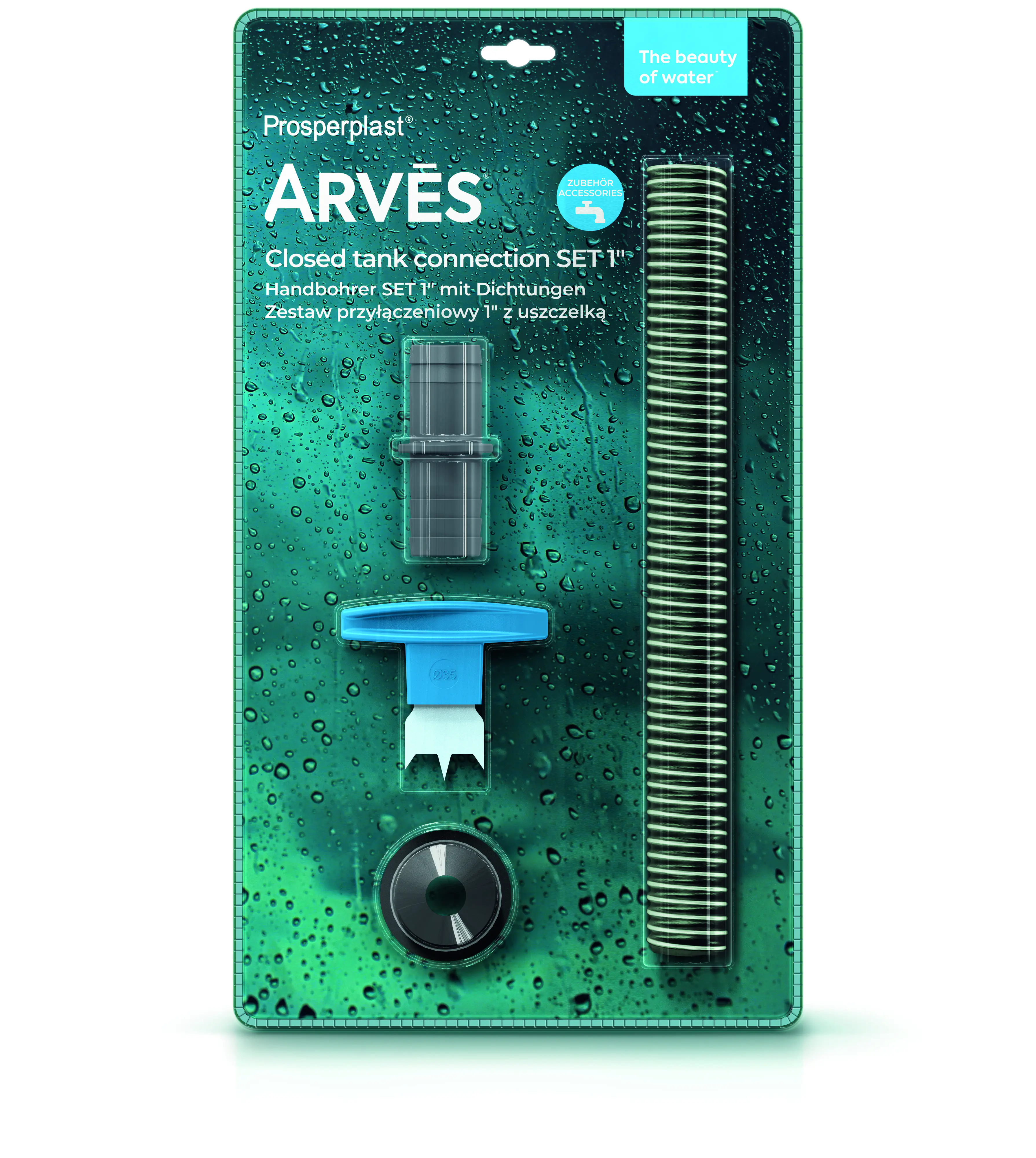 Prosperplast Handbohrer Anschluss-Set mit Dichtungen Arves 23,5 mm (1'') basalt