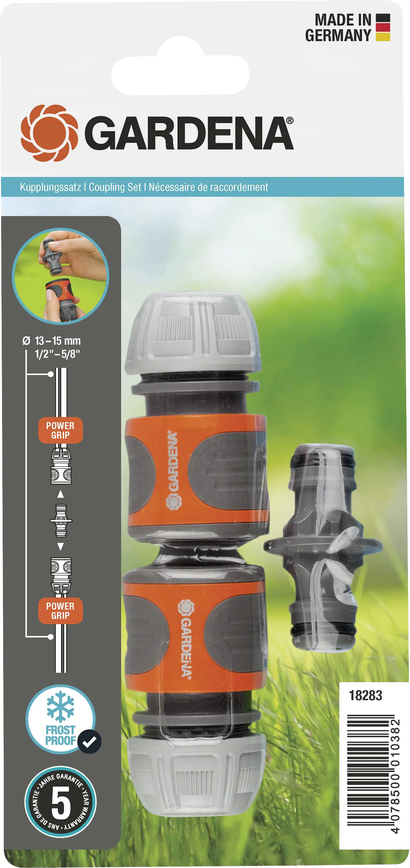 Gardena Kupplung Satz für 13 mm (1/2")- und 15 mm (5/8")-Schläuche
