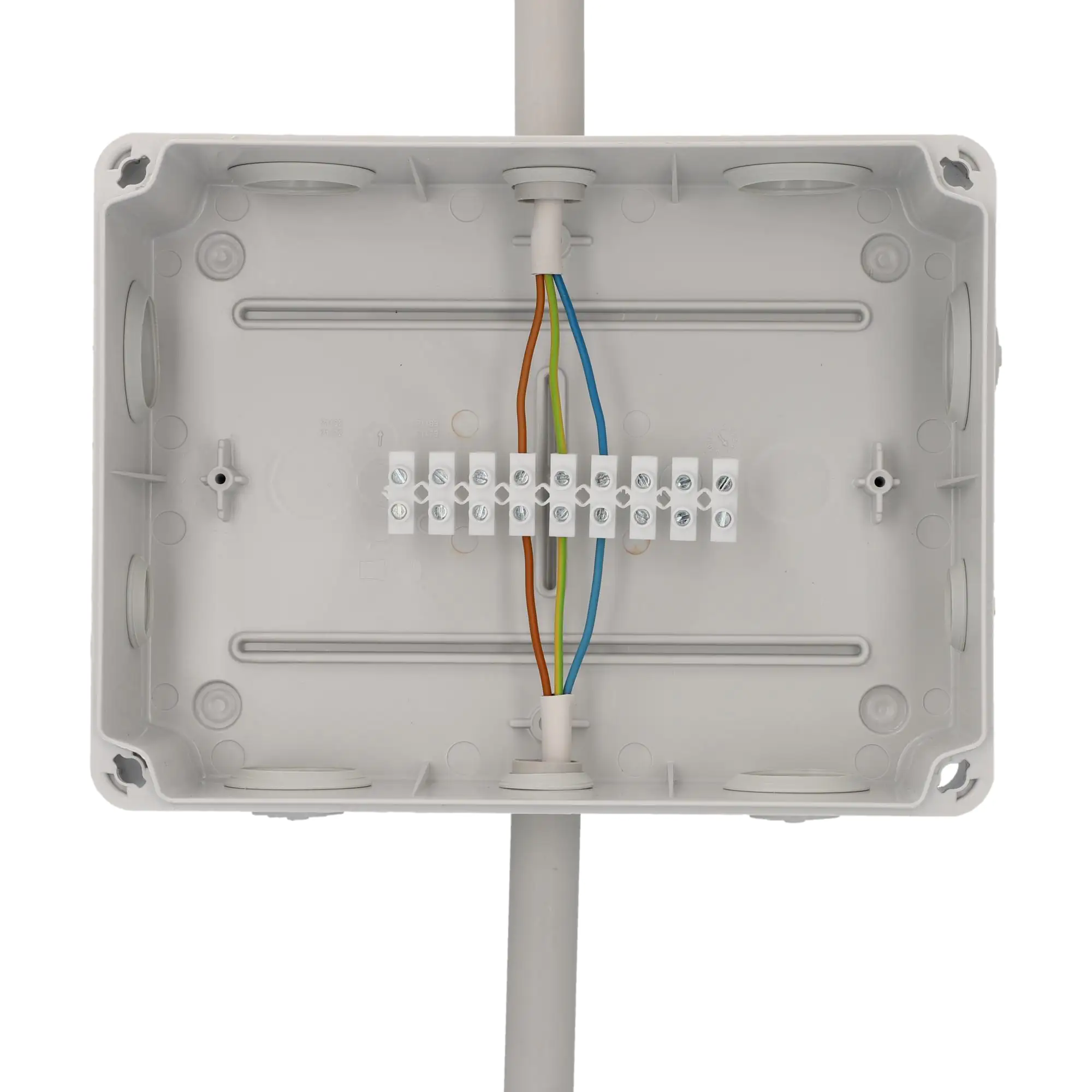 Aufputz- Abzweigdose IP65, mit Schraubdeckel, 250 x 104 x 195 mm, grau
