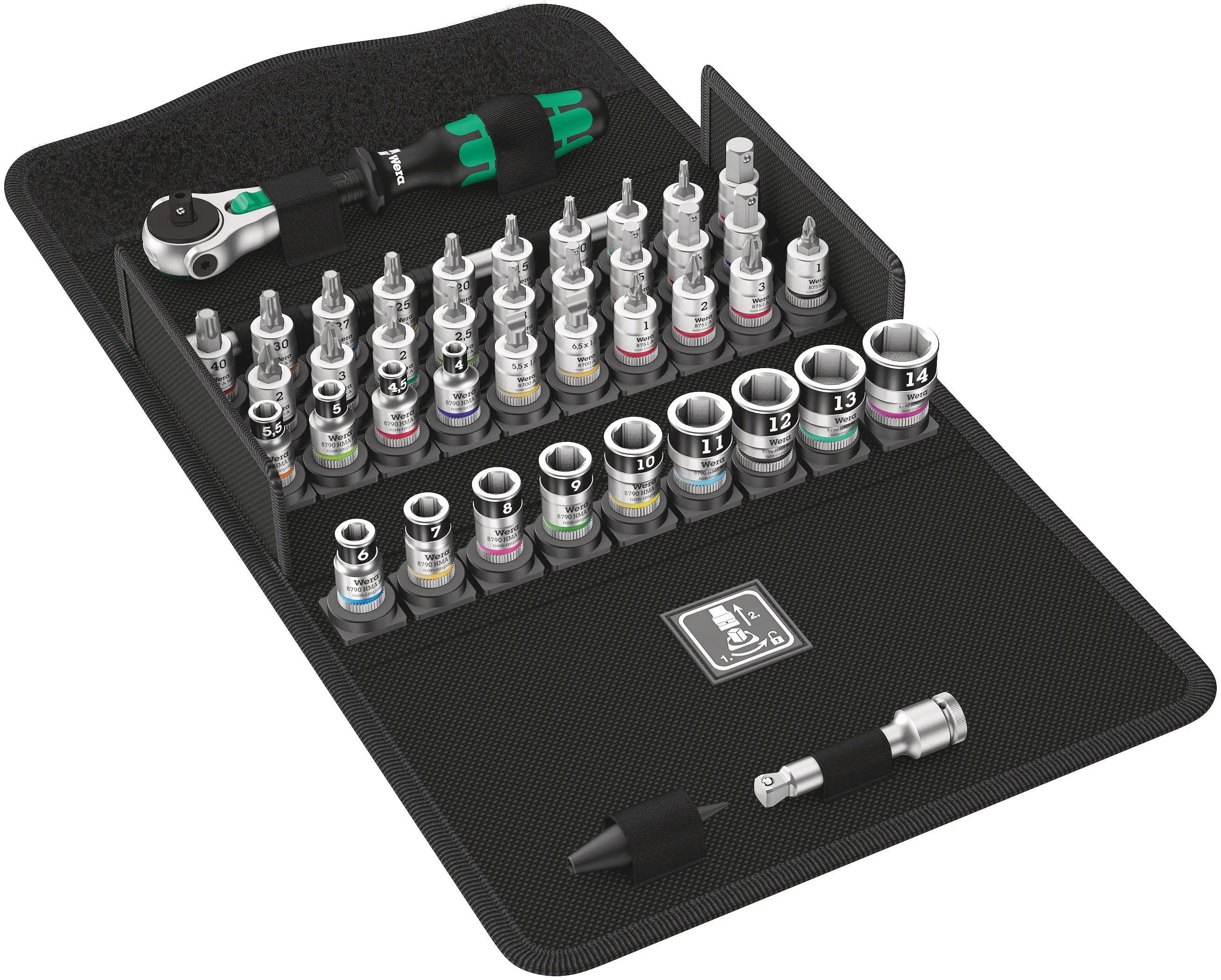 Wera Speed-Knarrensatz 8100 SA All-in Zyklop mit Haltefunktion 1/4" 42-teilig