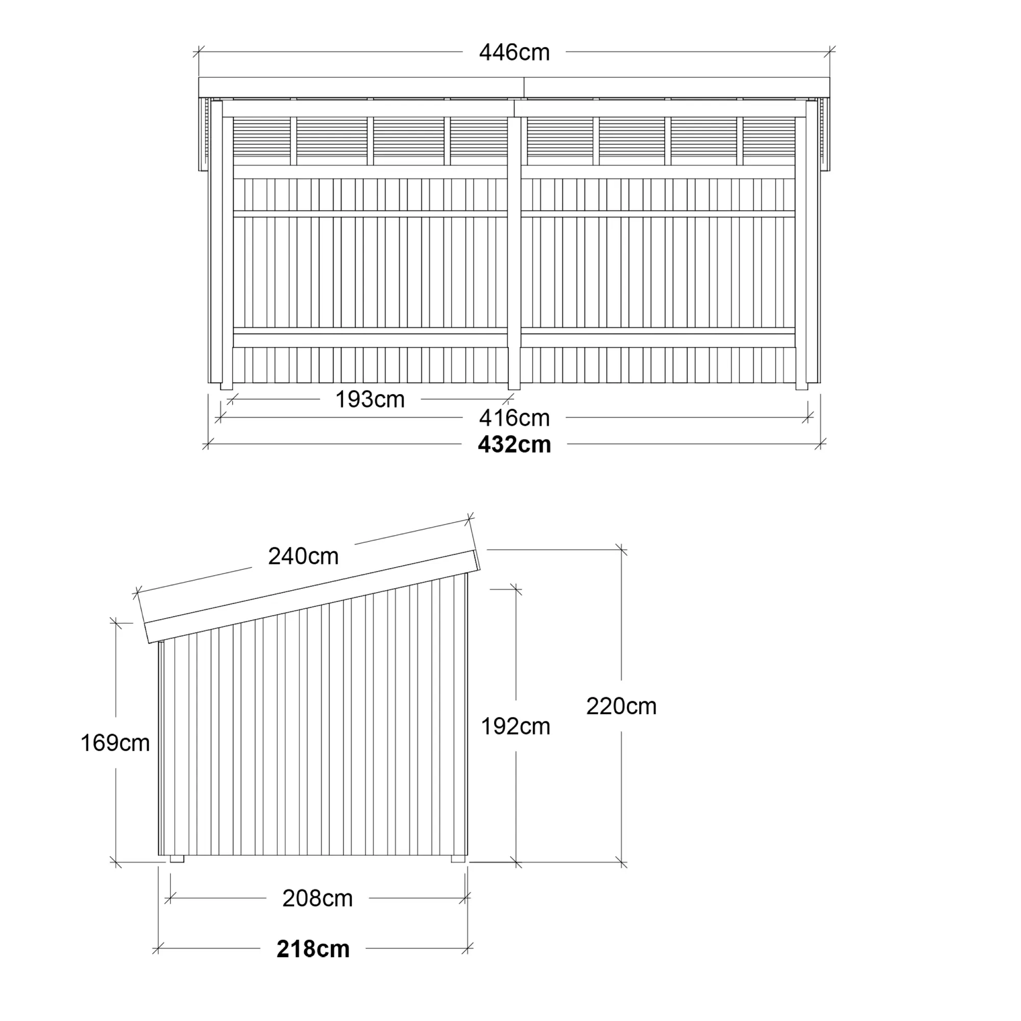 Plus Gartenhaus Nordic Multi 416 x 208 cm natur offen