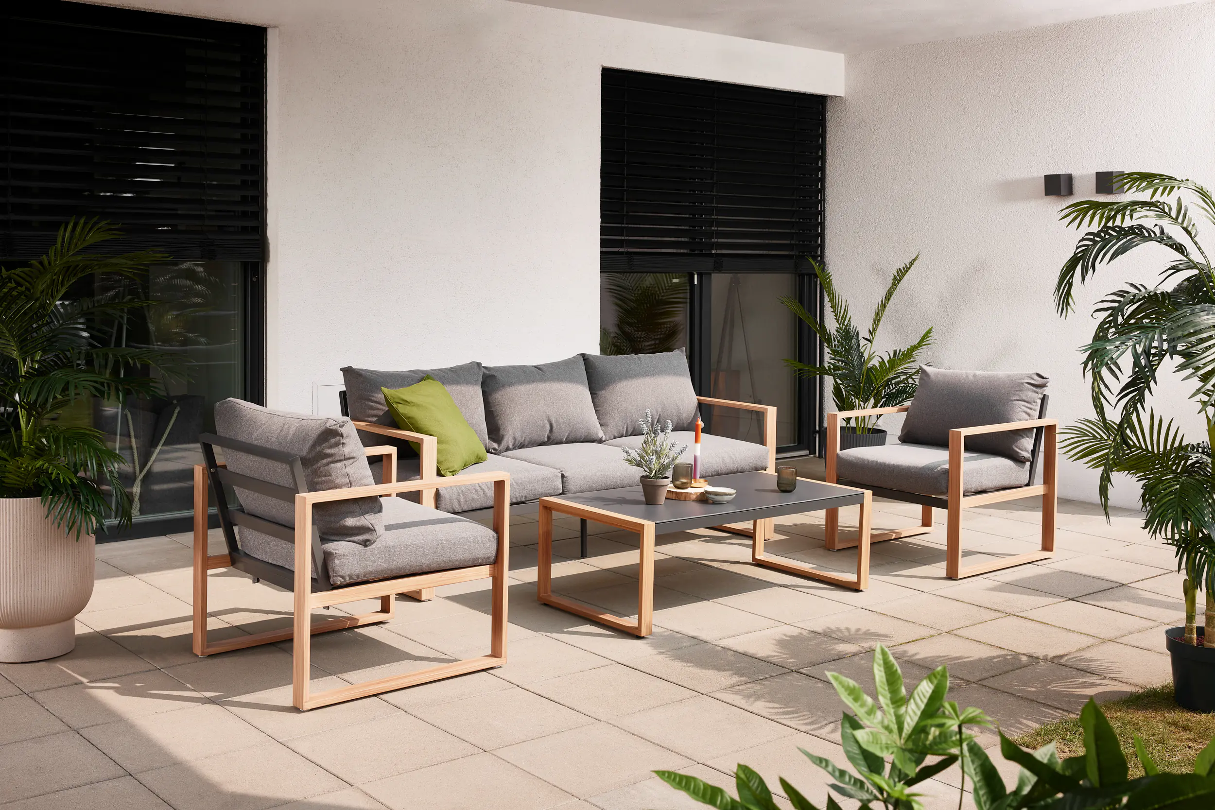 Primaster Gartenmöbel-Set Marbella Aluminium in Holzoptik