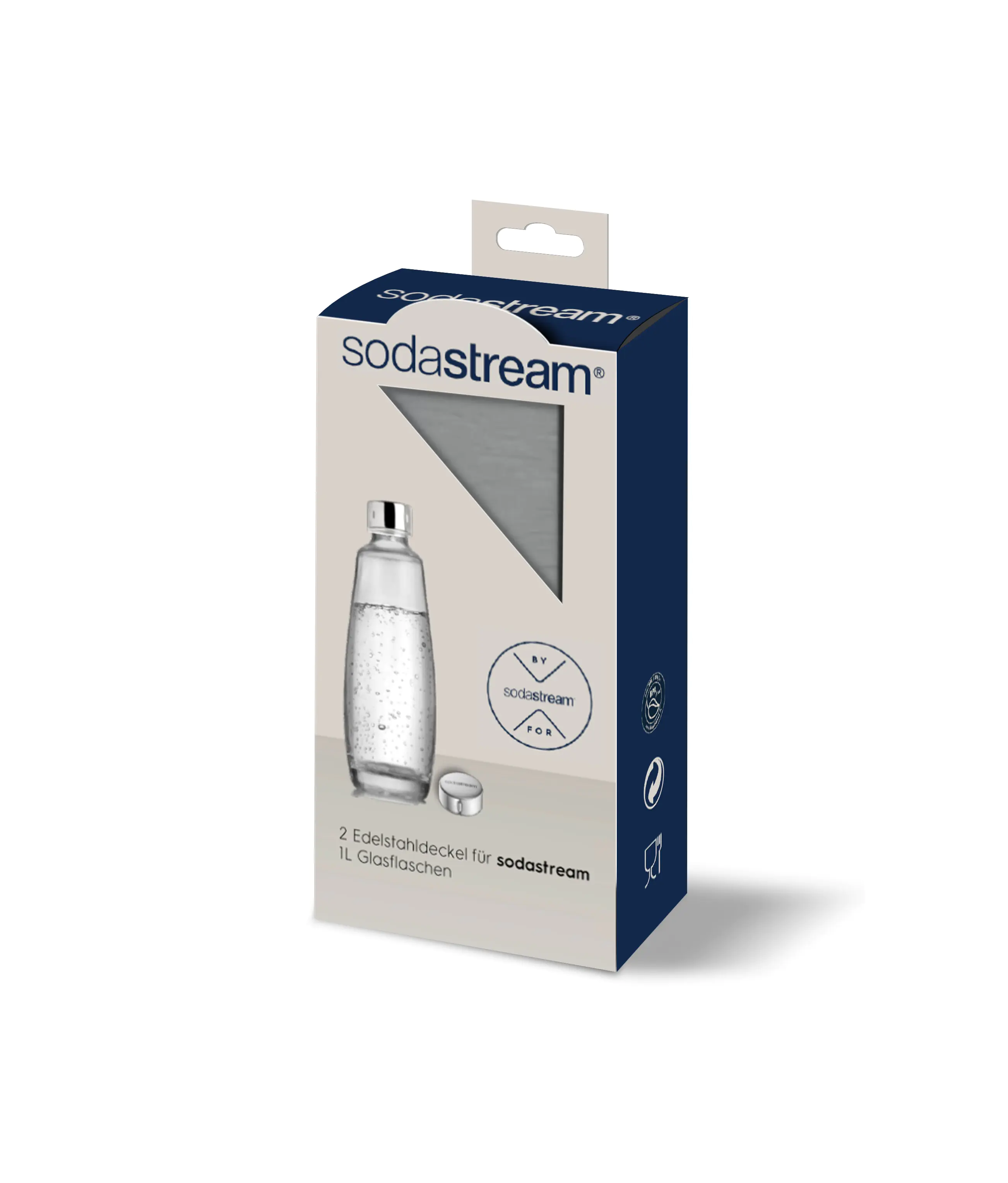 Sodastream Ersatzdeckel für Glasflasche 1 L Edelstahl 2 Stück