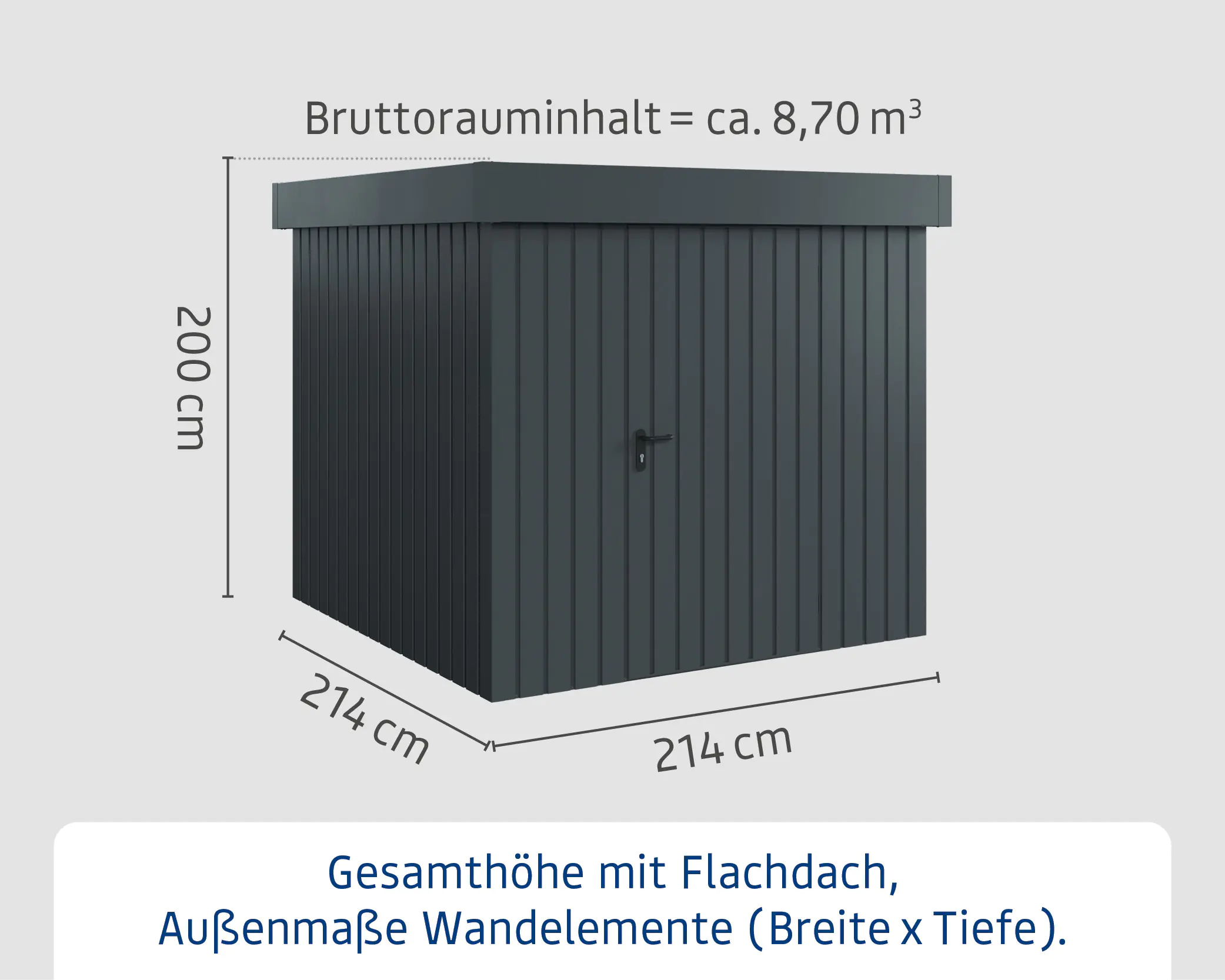 EcoStar Metallgerätehaus Euroline EFD5 anthrazit 214 x 214 cm 1-flg.