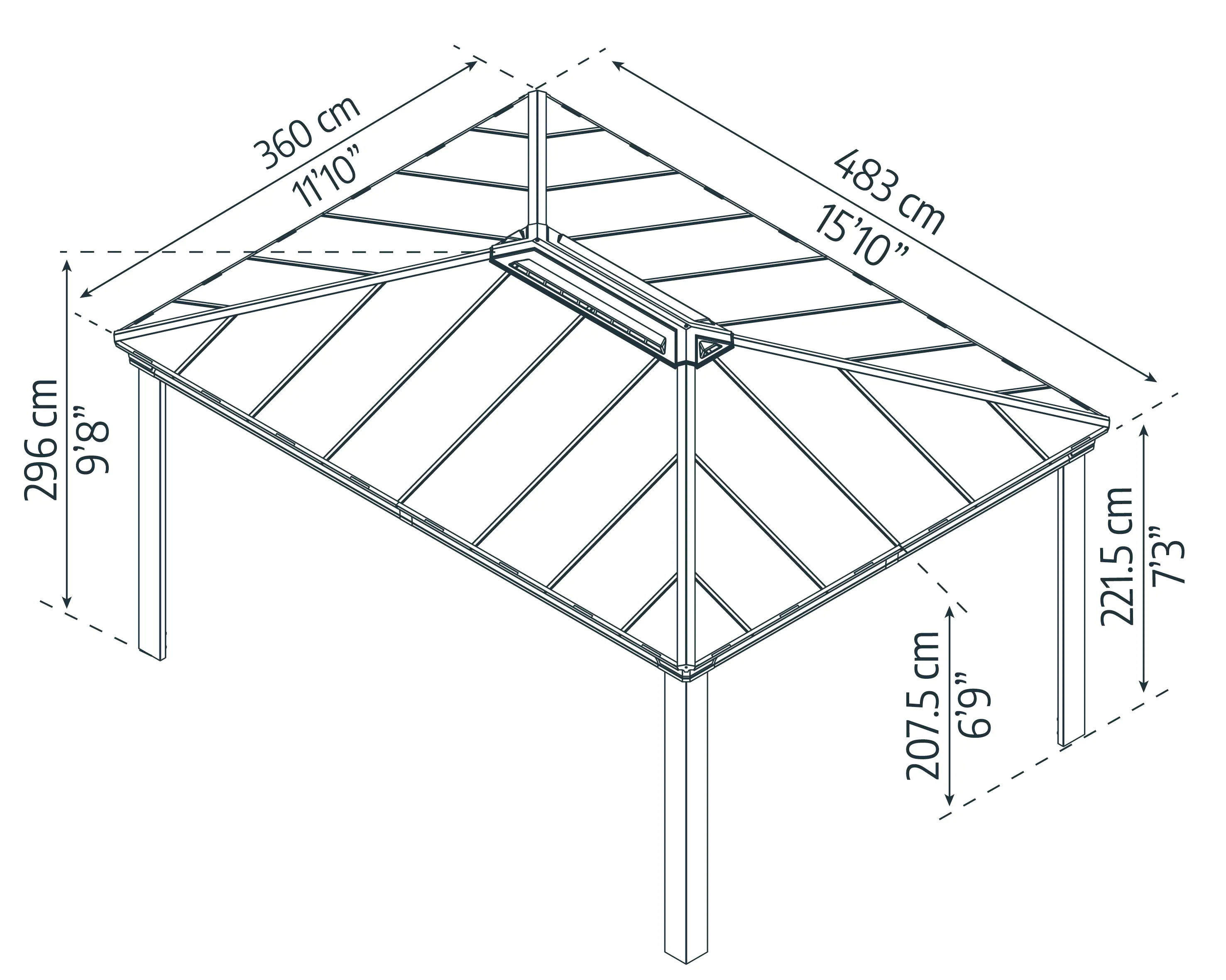 Canopia Pavillon Dallas 488 x 364 cm grau