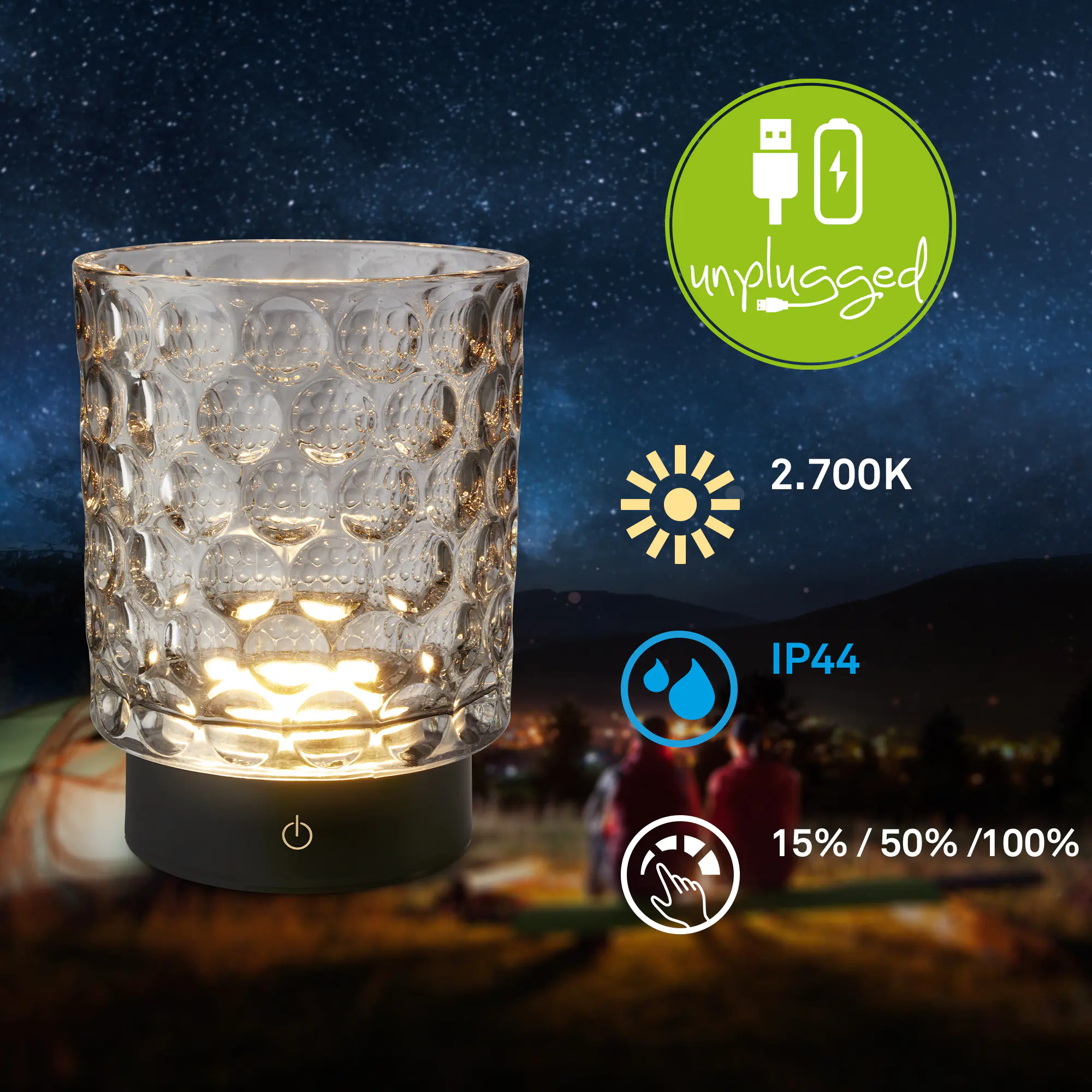 Briloner LED Akku-Tischleuchte Sunora grau 15 cm warmweiß dimmbar