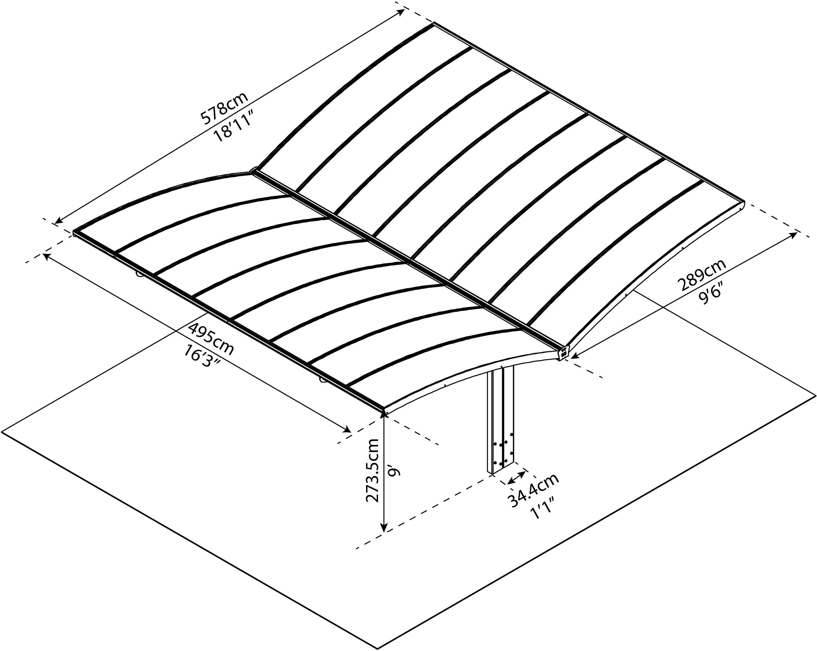 Canopia Carport Arizona Wave  495 x 578 cm anthrazit