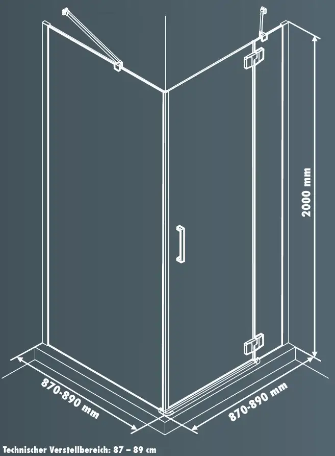 Primaster Dusch-Drehtür Easy-8 De Luxe rechts mit Seitenwand 90 x 90 cm Klarglas