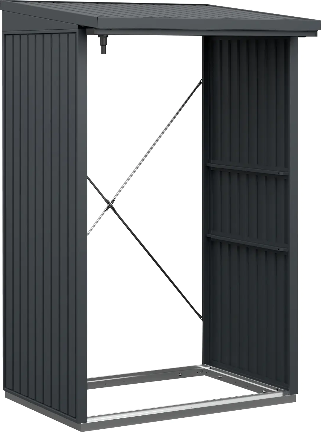 Ecostar Kaminholzregal Trend-V Typ 1, graualuminium, mit Verstrebung