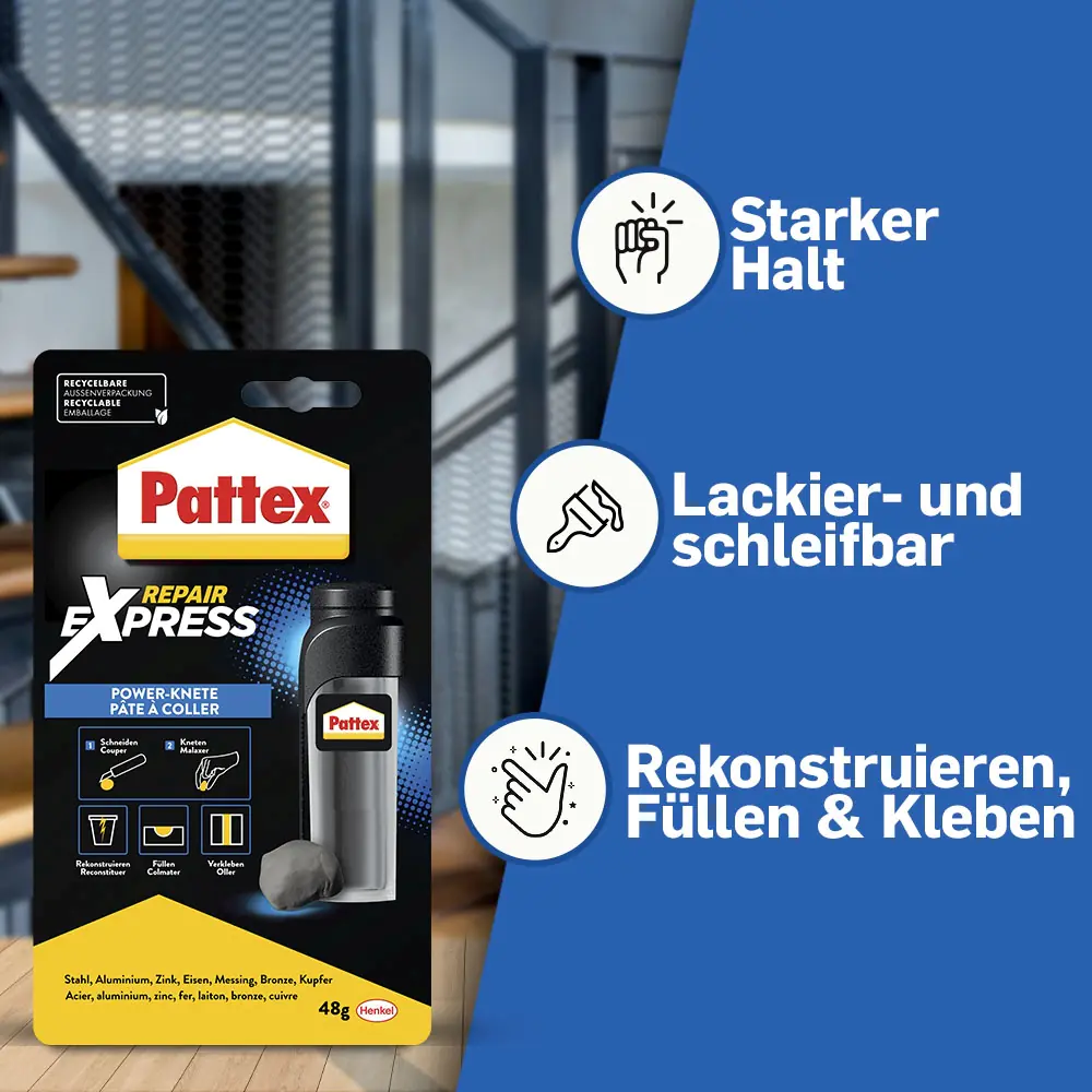 Pattex Epoxidharzkleber Powerknete Repair Express 48 g, weiß