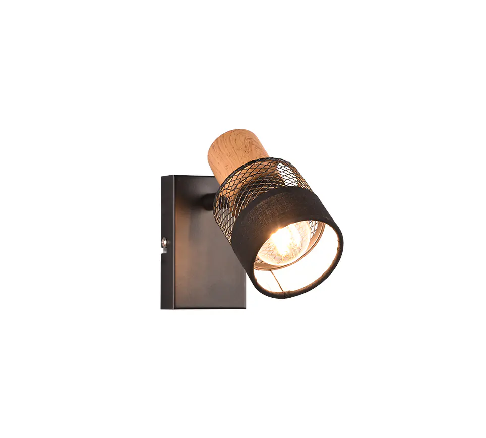 Trio Spot Nandini E14 schwarz, Metall, Holz