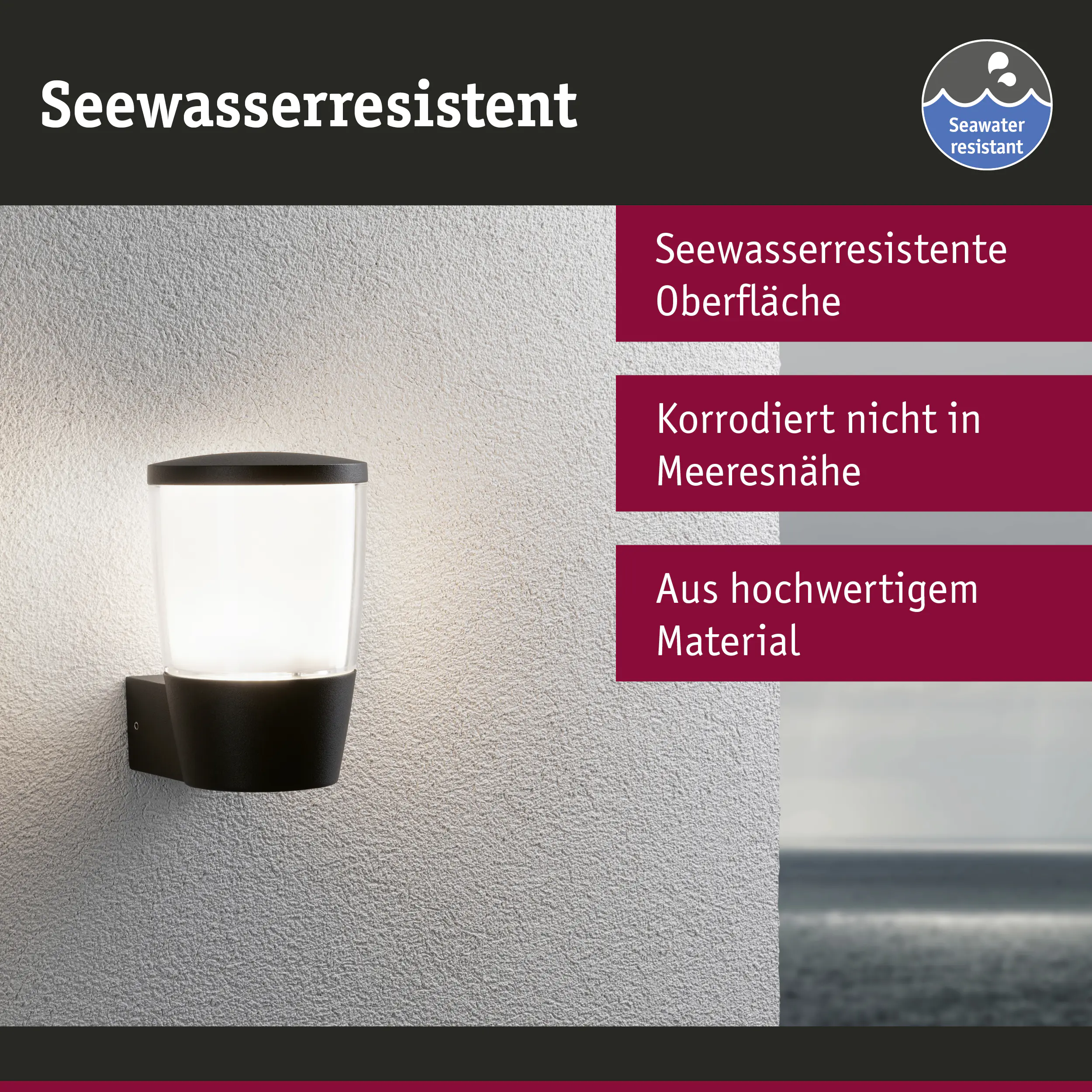 Paulmann LED Außen-Wandleuchte Bako anthrazit 16,5 x 11 cm E14