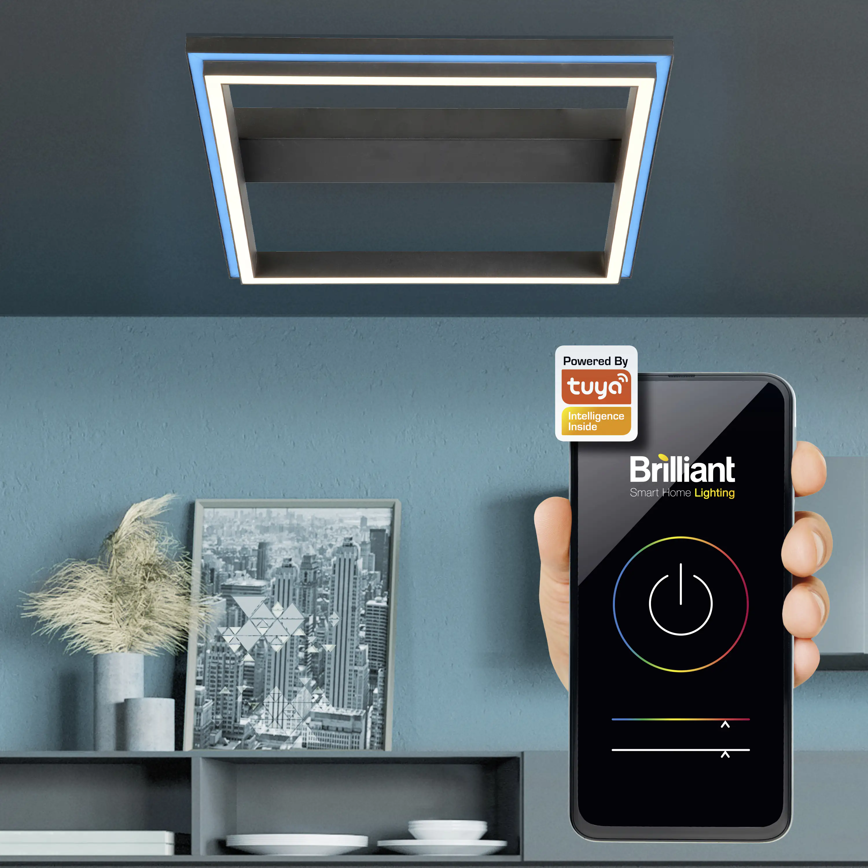 Brilliant Tuya Smart LED Panel Palva schwarz 50 x 50 cm dimmbar RGBW Smart