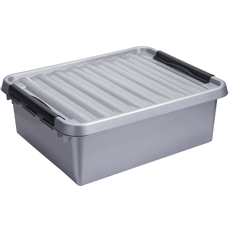 Sunware Aufbewahrungsbox Q-Line mit Deckel 50 x 40 cm 25 L metallfarbig