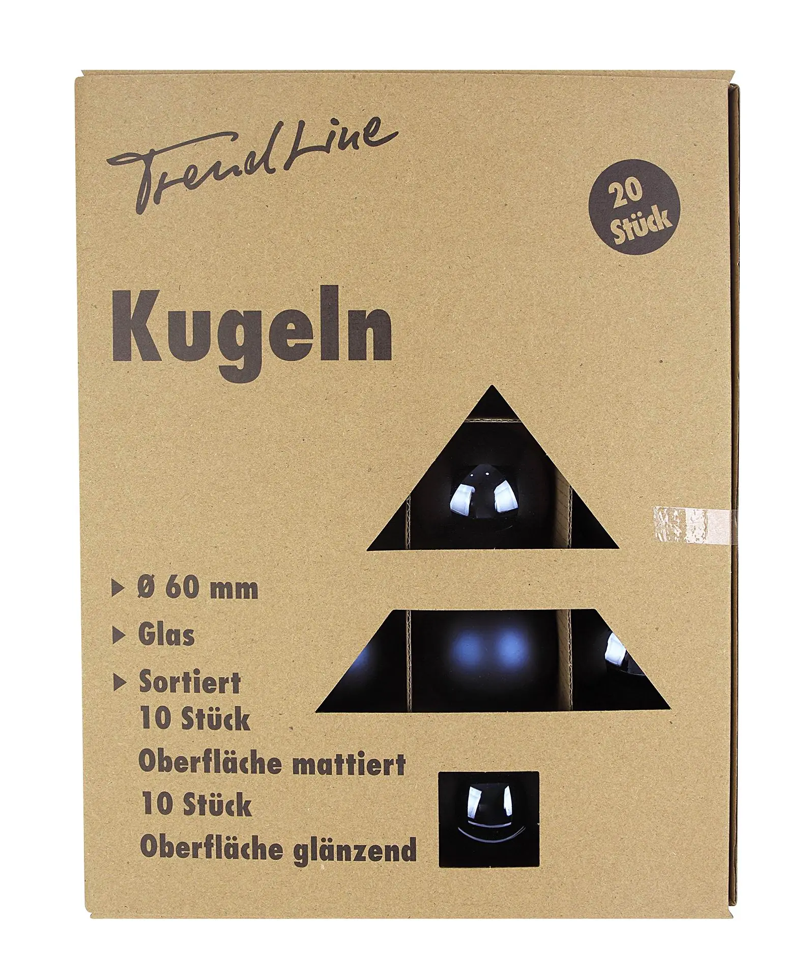 TrendLine Weihnachtskugeln aus Glas Ø 6 cm nachtblau 20 Stück