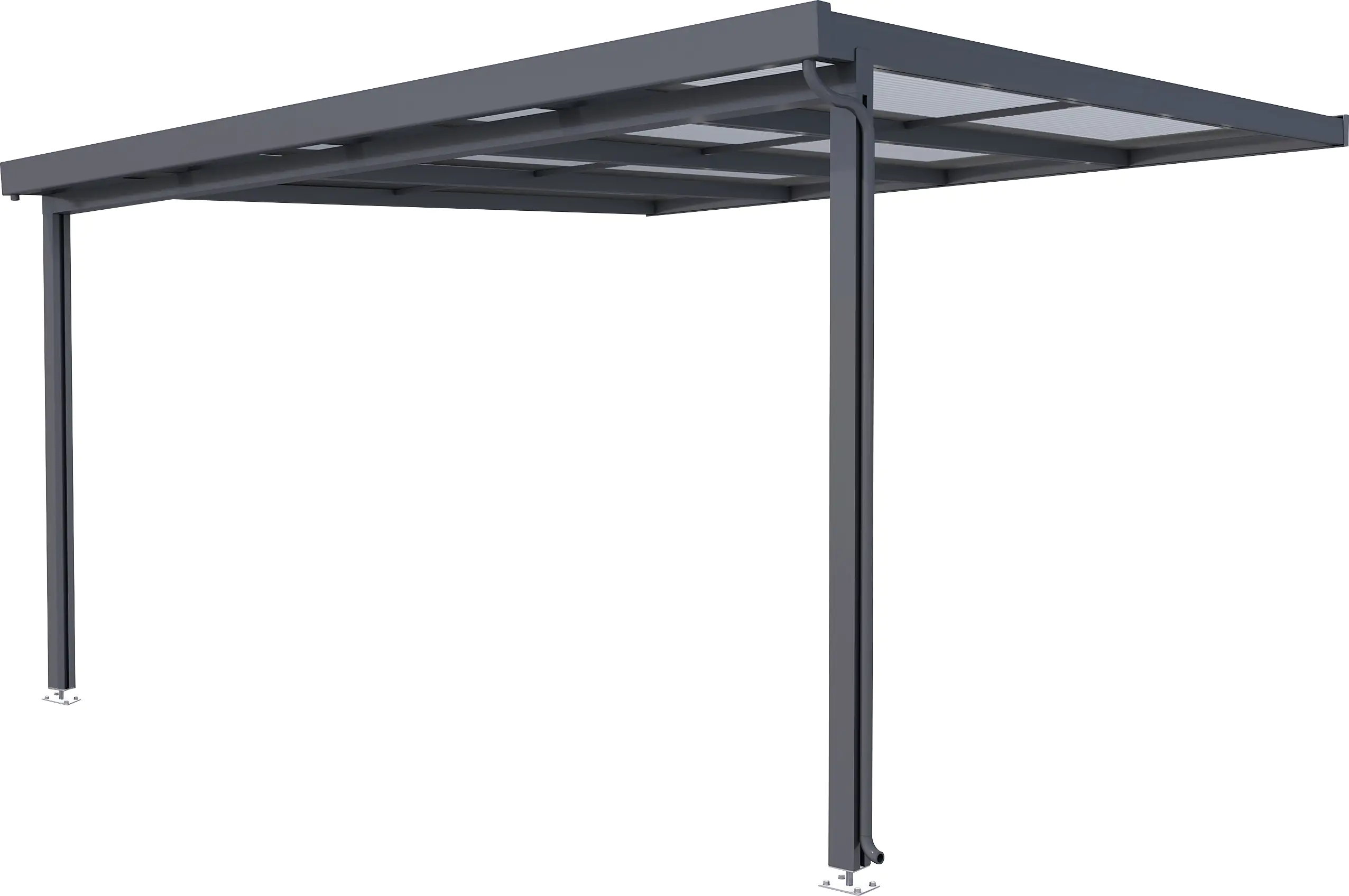 Gutta Premium Terrassendach 410,2 x 406 cm anthrazit PC weiß opal 16 mm