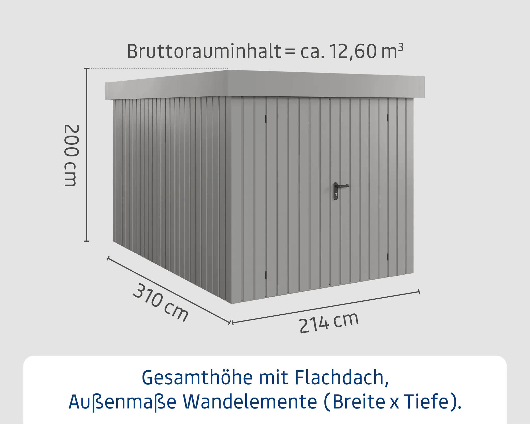 EcoStar Metallgerätehaus Euroline EFD7 aluminiumgrau 214 x 310 cm 2-flg.