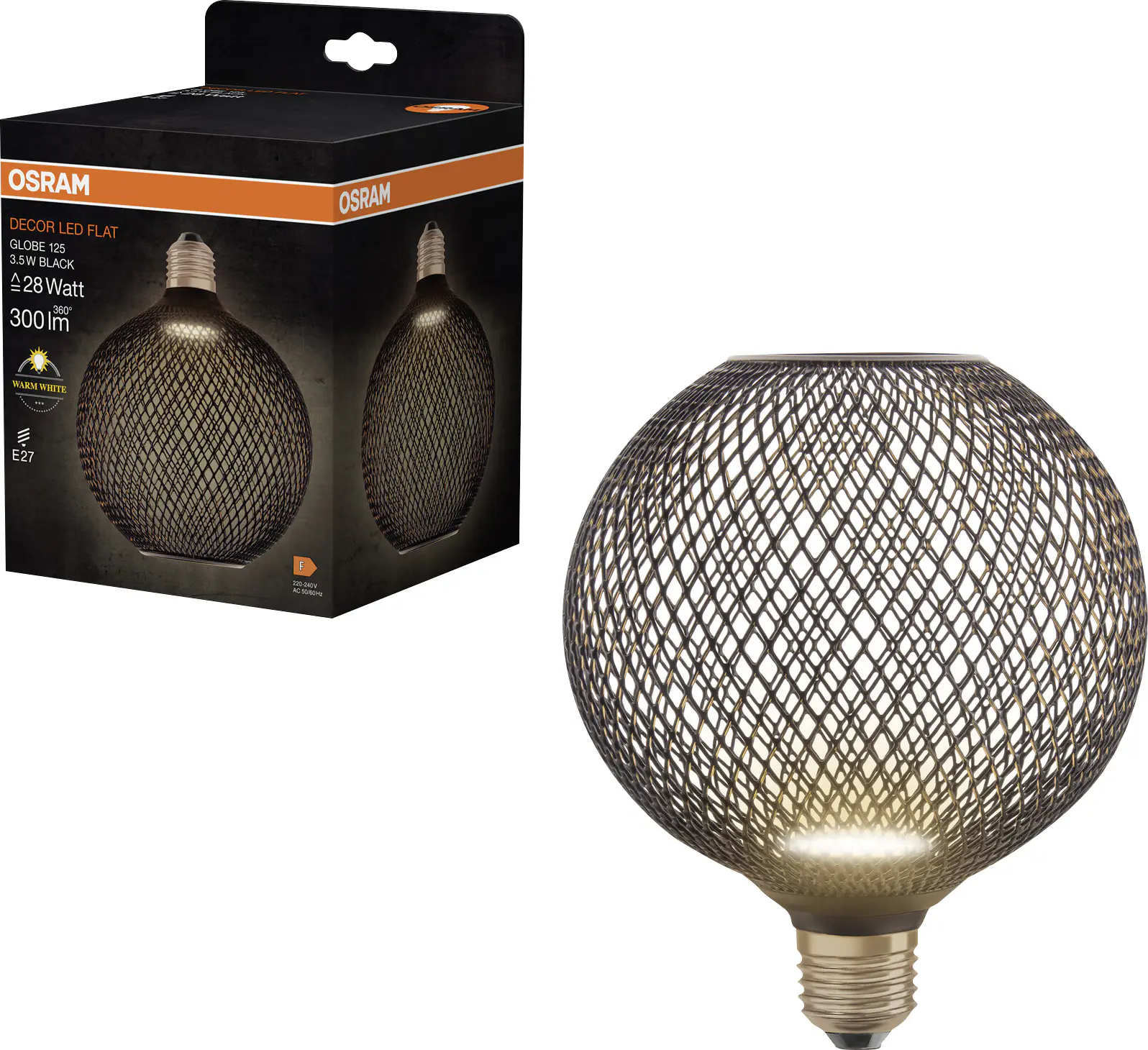 Osram LED Leuchtmittel Decor Flat Globe 125 schwarz 3,5W 827 matt E27 Non-DIM