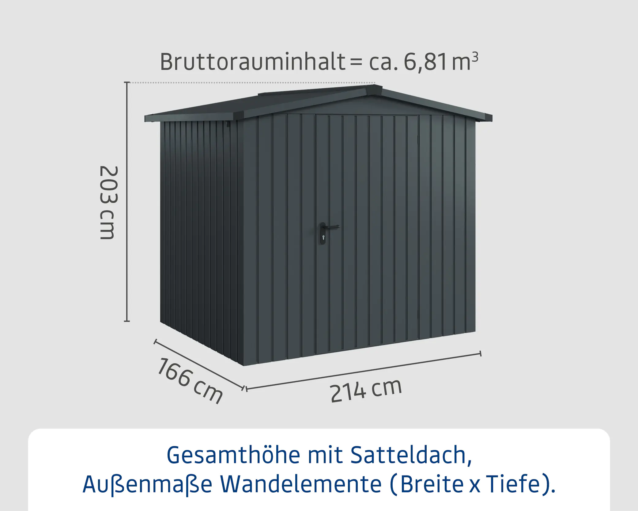 EcoStar Metallgerätehaus Euroline ESD4 anthrazit 214 x 166 cm 1-flg.