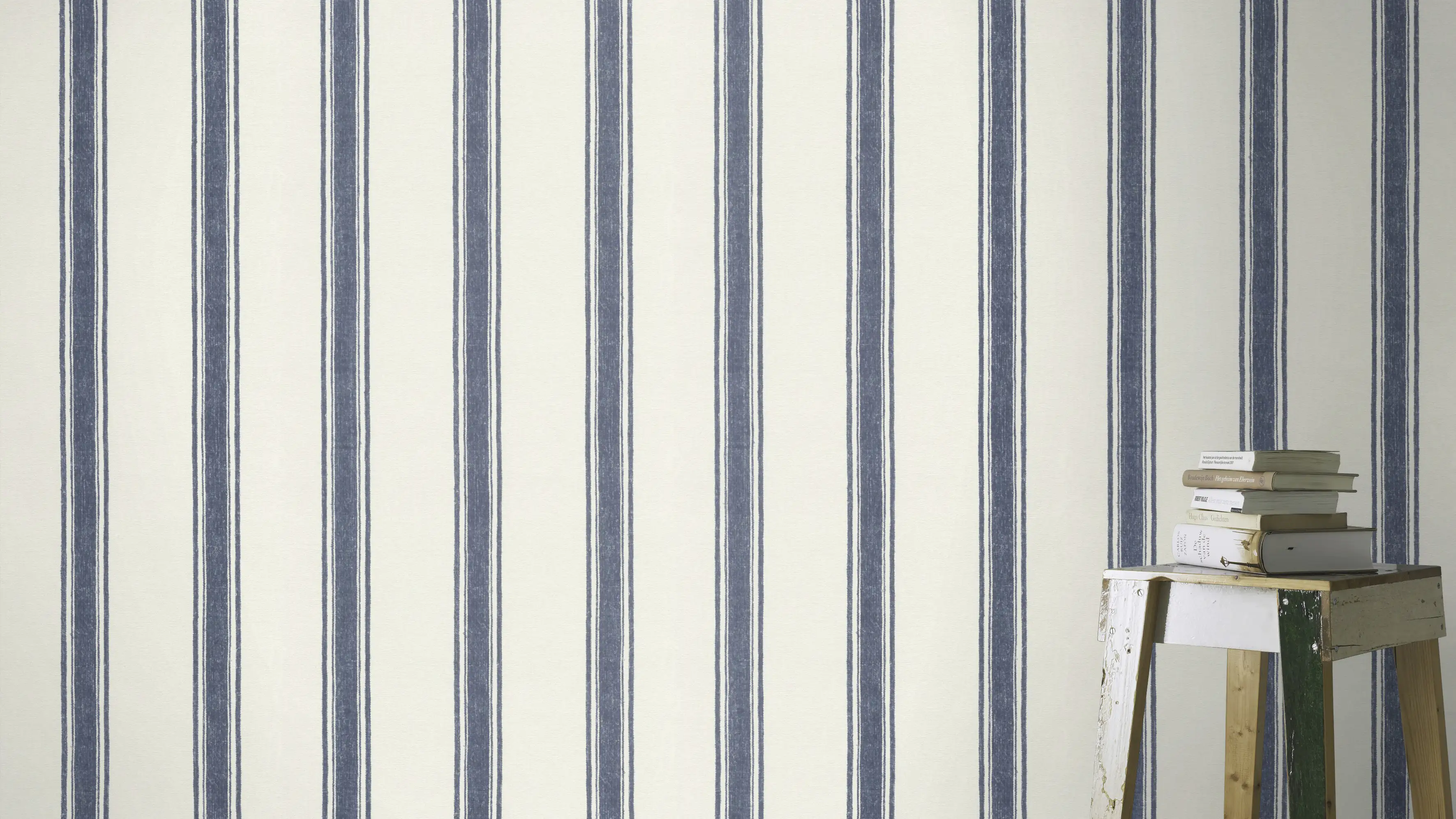 Rasch Vliestapete 555646 Blau-Indigo Streifen 10,05 m x 0,53 m