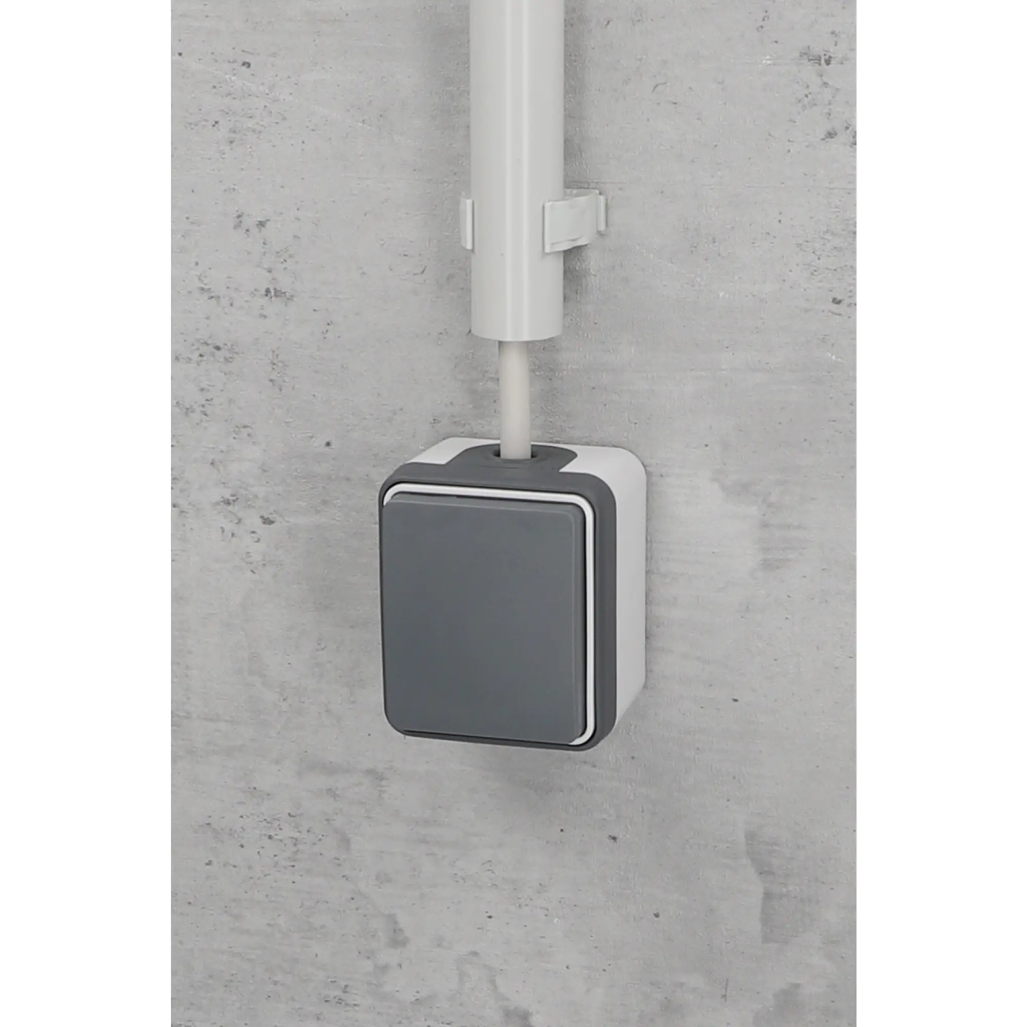 Unitec Steckdose 1-fach Feuchtraum Mini, dunkelgrau, Aufputz