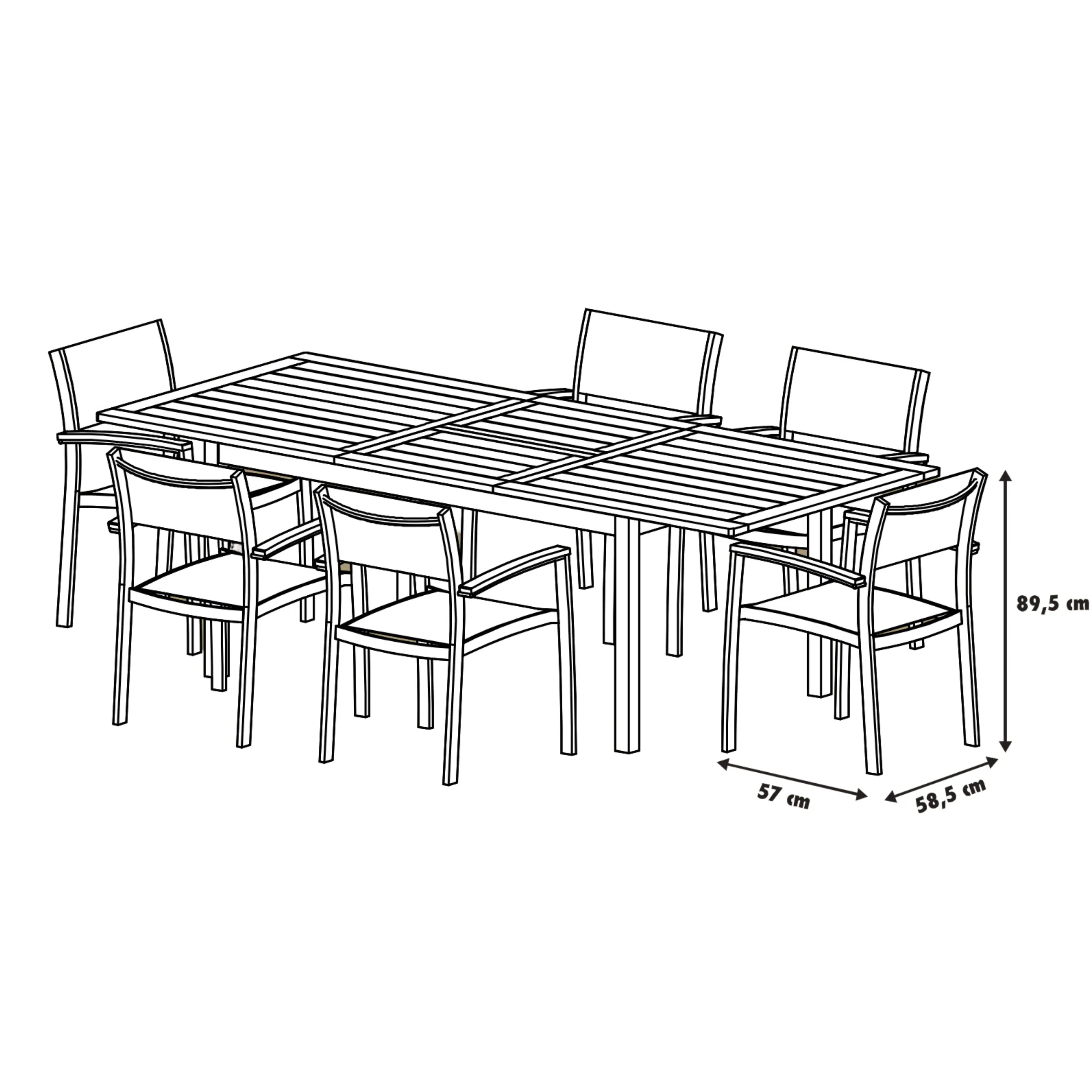 Primaster Garten-Essgruppe Atrani 6 Personen mit ausziehbarem Tisch