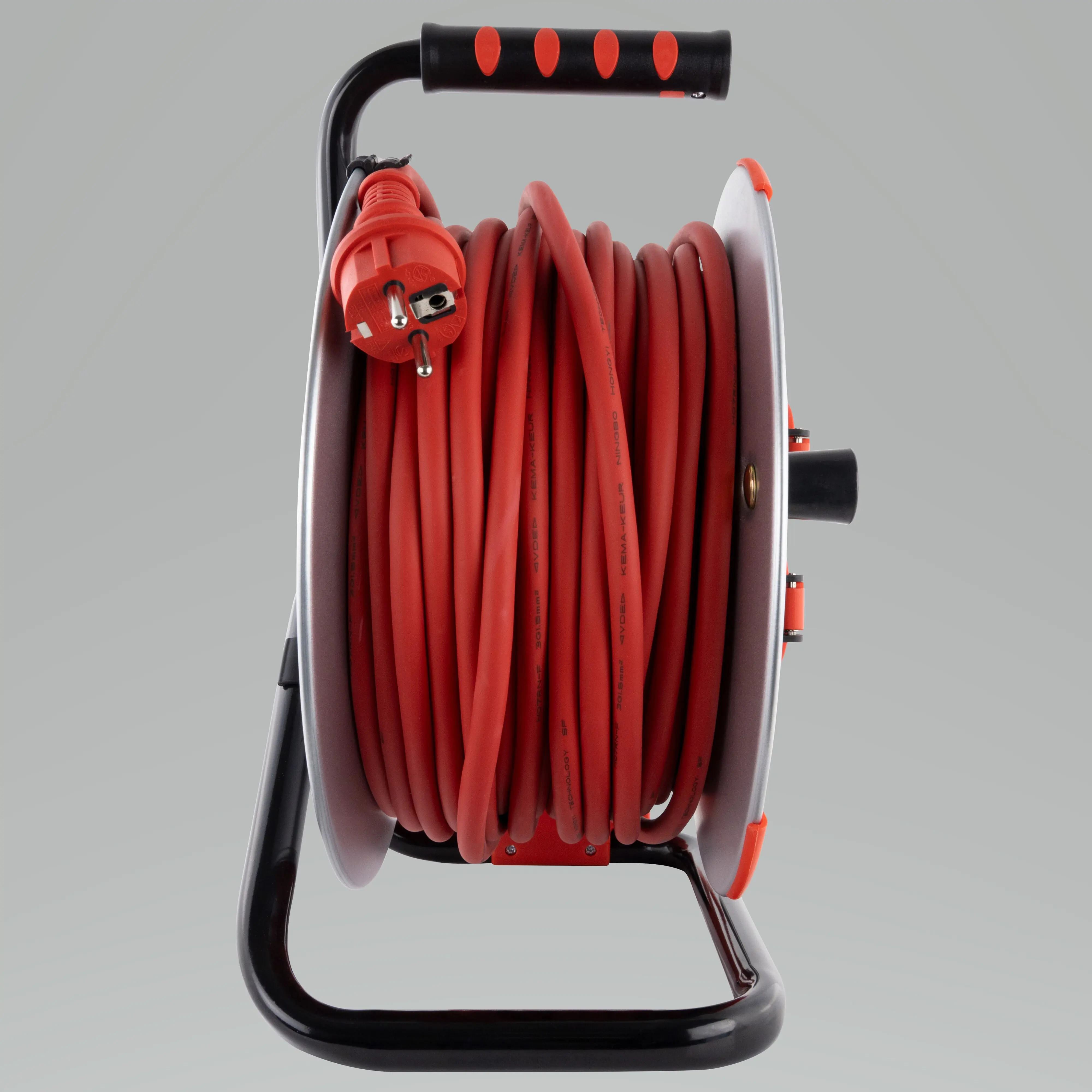 REV Kabeltrommel 25m H07RN-F 3G 1,5 mm² Stahl schwarz rot