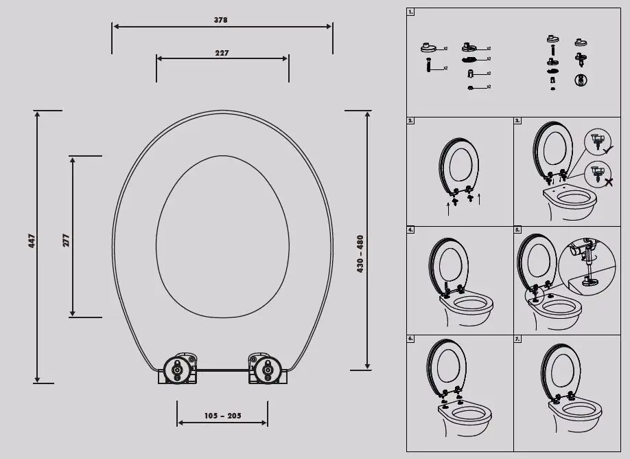 Primaster WC-Sitz mit Absenkautomatik Betonoptik hellgrau