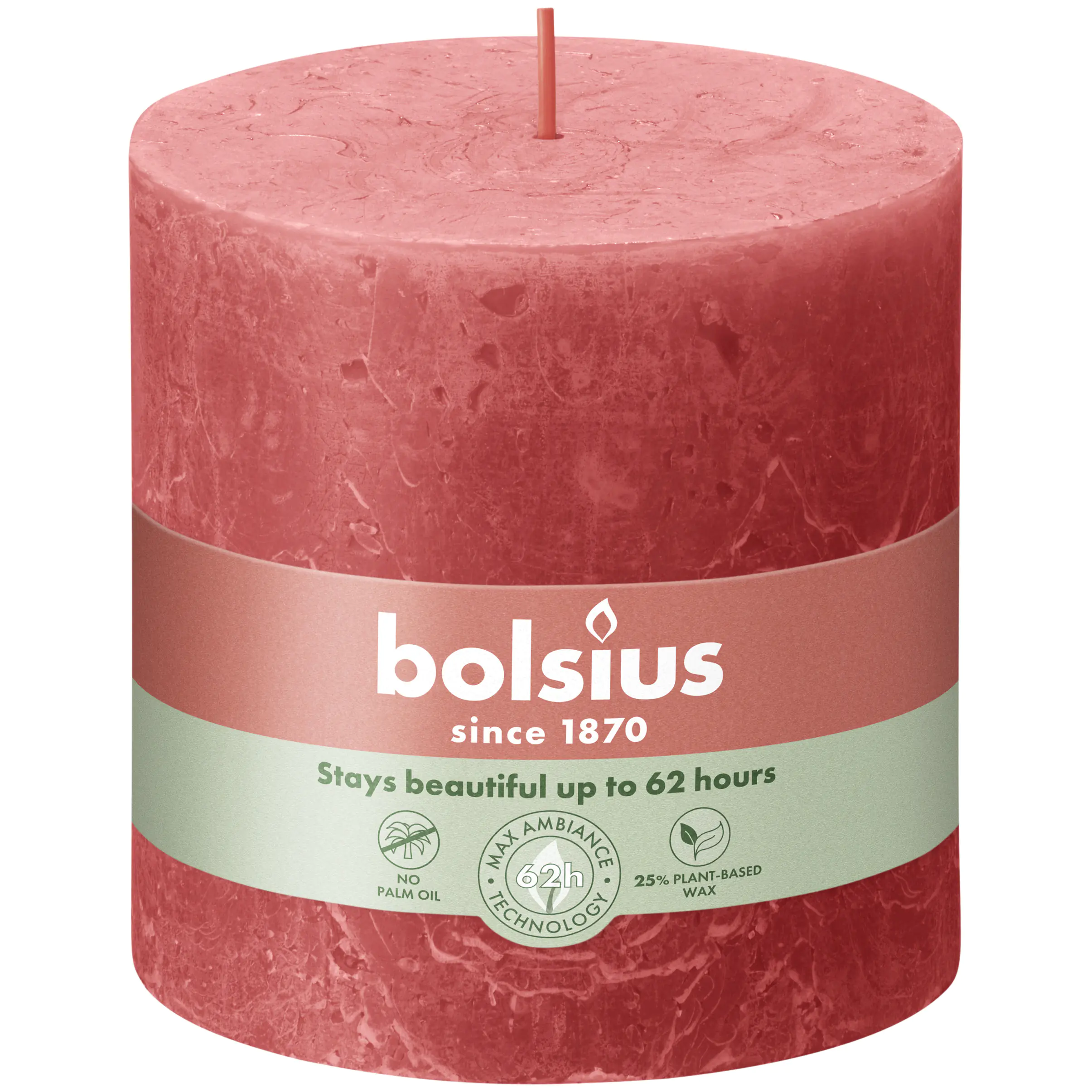 Bolsius Rustik Stumpenkerzen rosa Blüte, Höhe: 10 cm, Ø 10 cm