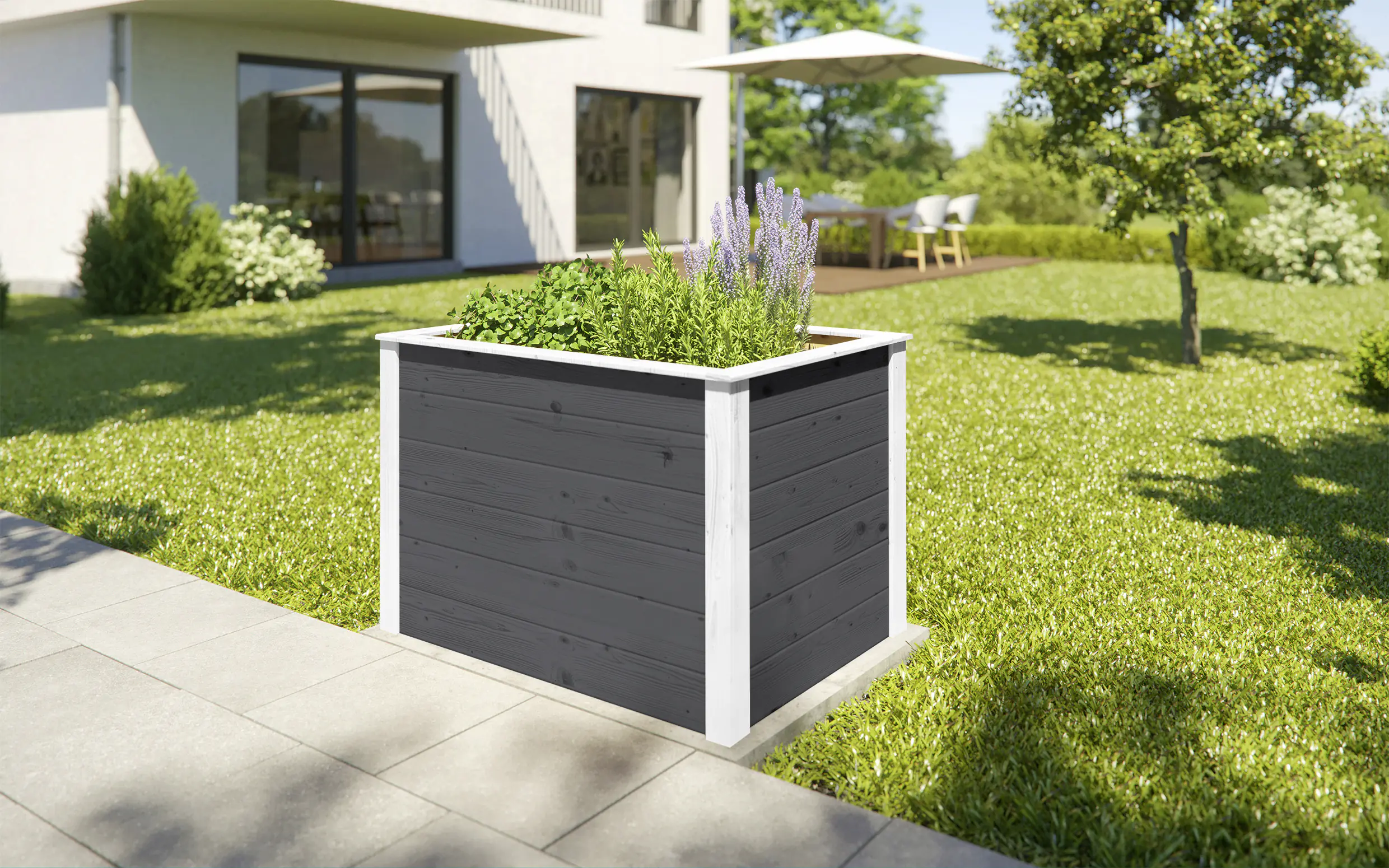 Weka Element-Hochbeet Modular,21 mm, anthrazit, 98 x 69 cm,