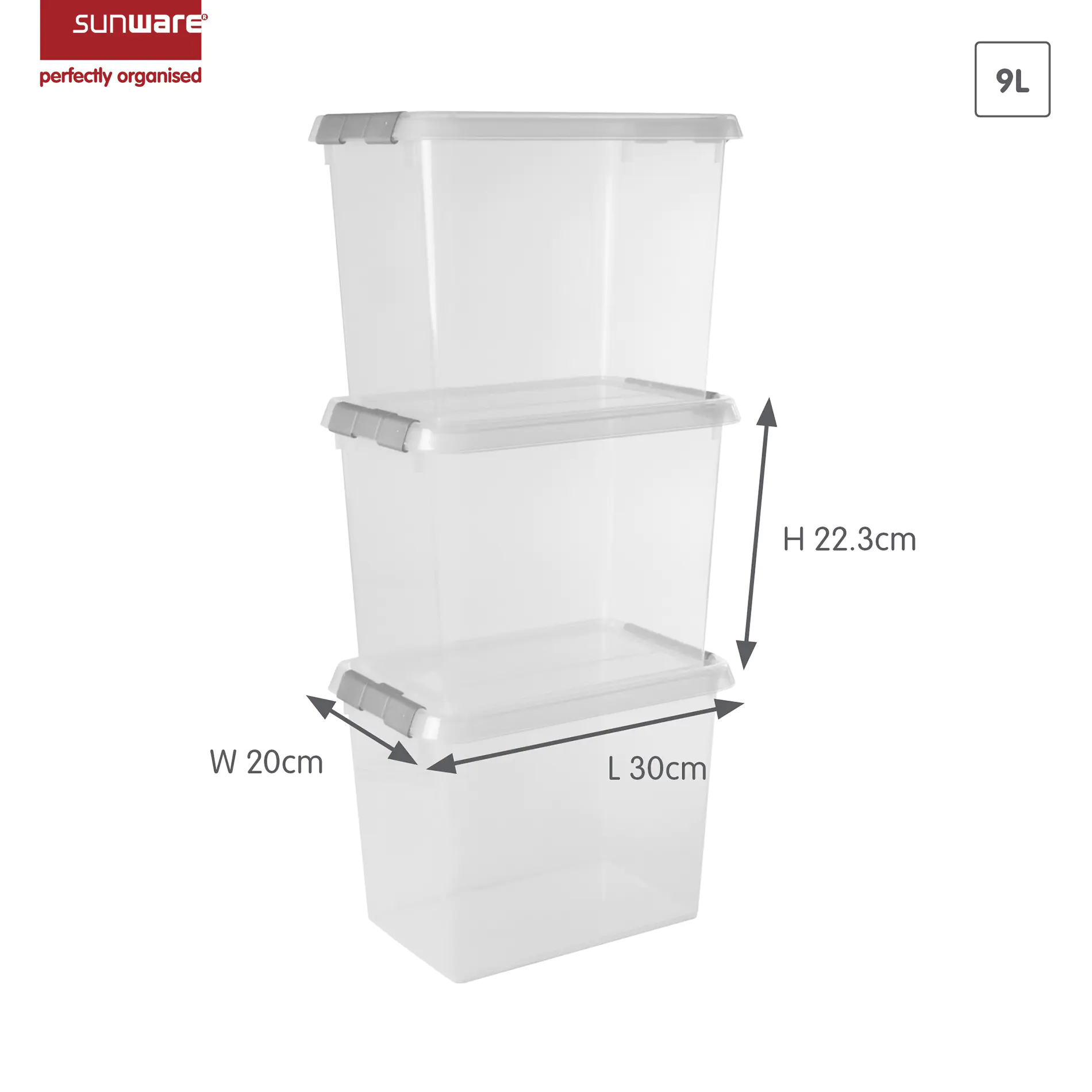 Sunware Aufbewahrungsbox Comfort-Line mit Deckel 30 x 20 cm 9 L transparent 3er Set