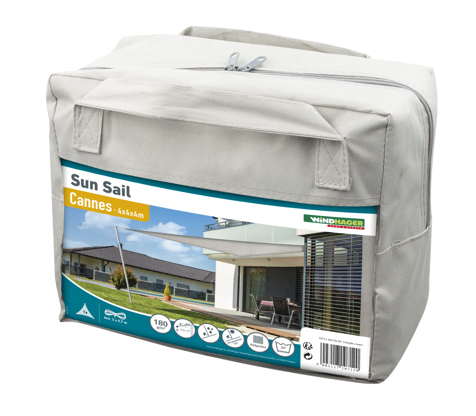 Windhager Sonnensegel Cannes cream 4 x 4 x 4 m