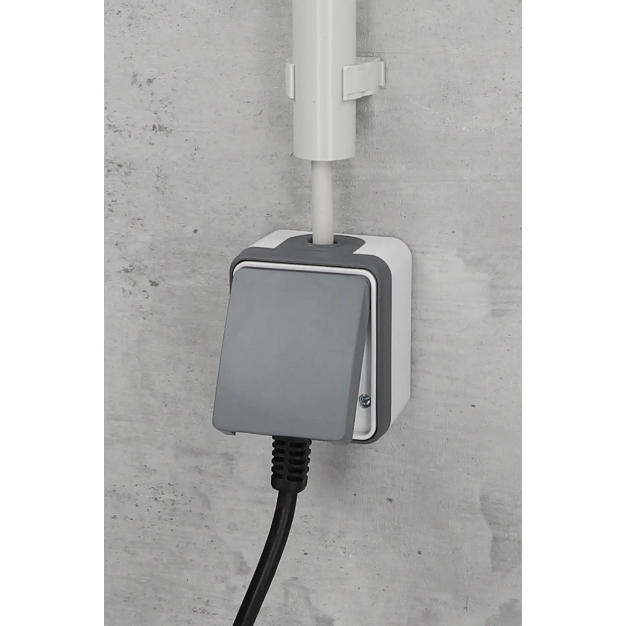 Unitec Steckdose 1-fach Feuchtraum Mini, dunkelgrau, Aufputz