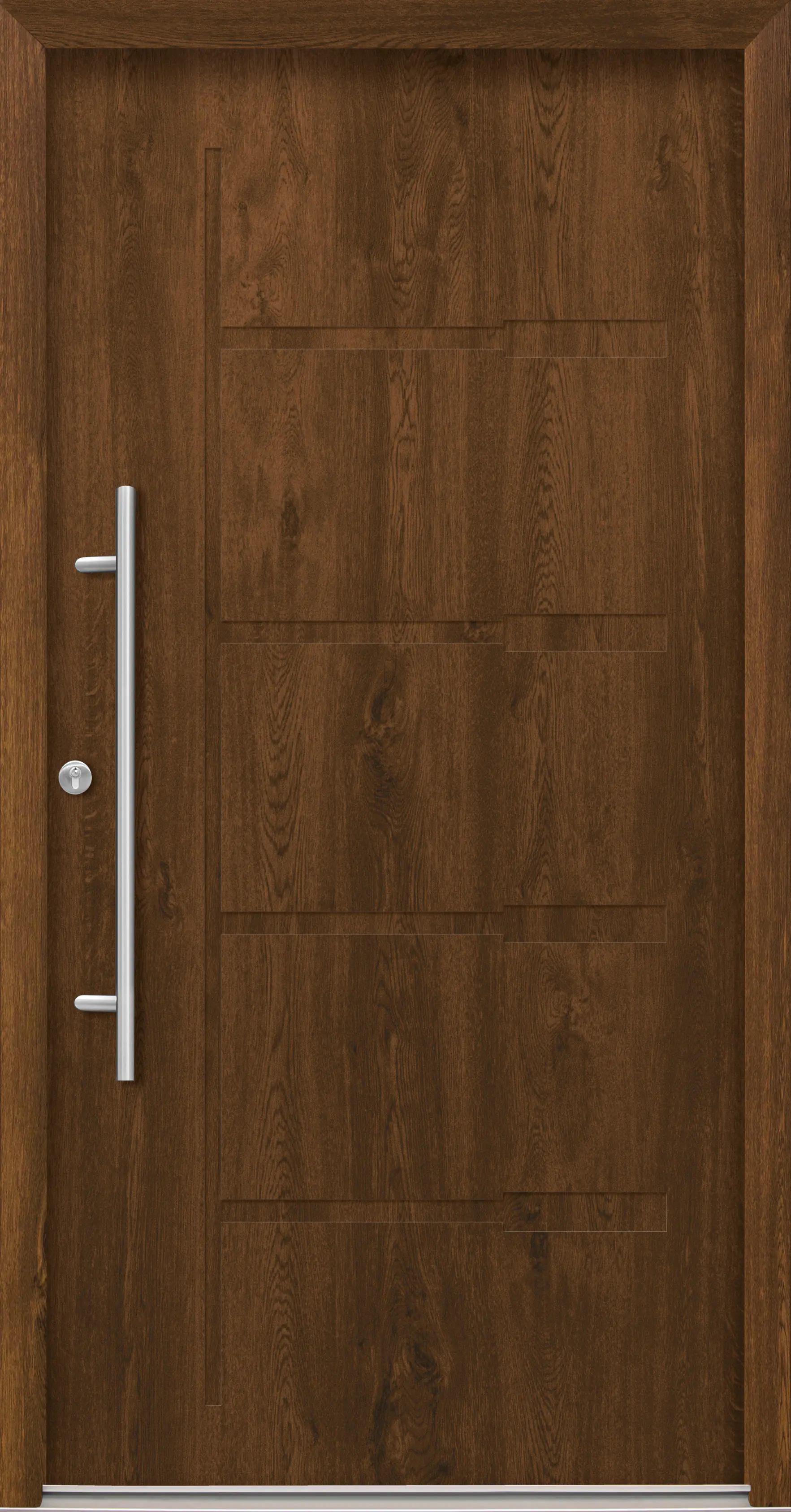 Splendoor Haustür Passivedoor Premium H1 Nussbaum DIN Links 100 x 210 cm