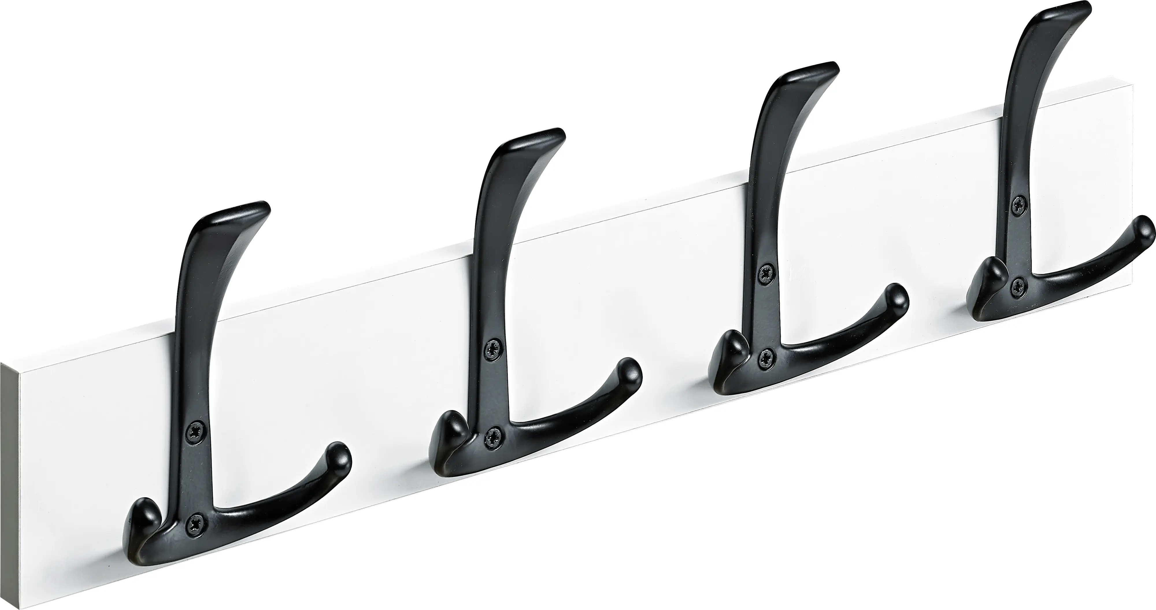 Hettich Garderobenleiste 4 Haken Holz 50 x 13,5 x 5,3 cm weiß-schwarz
