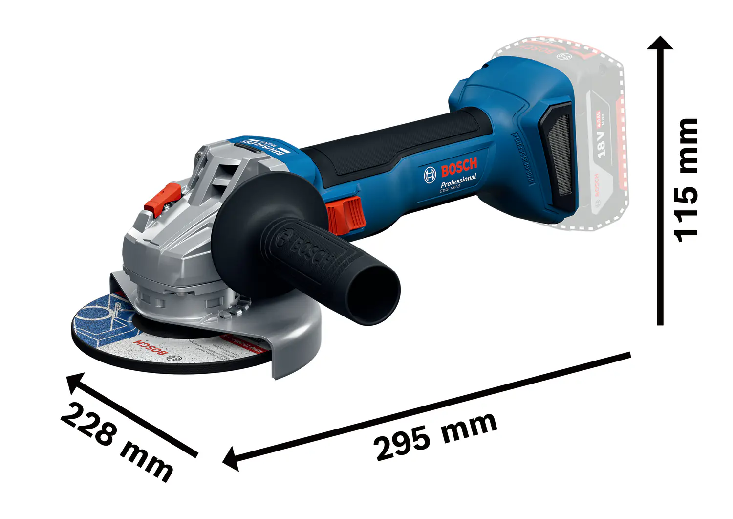 Bosch Professional Akku-Winkelschleifer GWS 18V-8 Solo