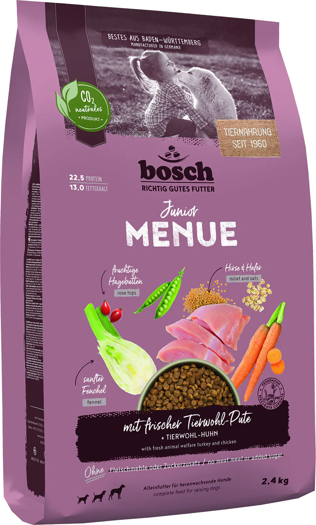 Bosch Hundetrockenfutter Junior Menue 2,4 kg Pute 