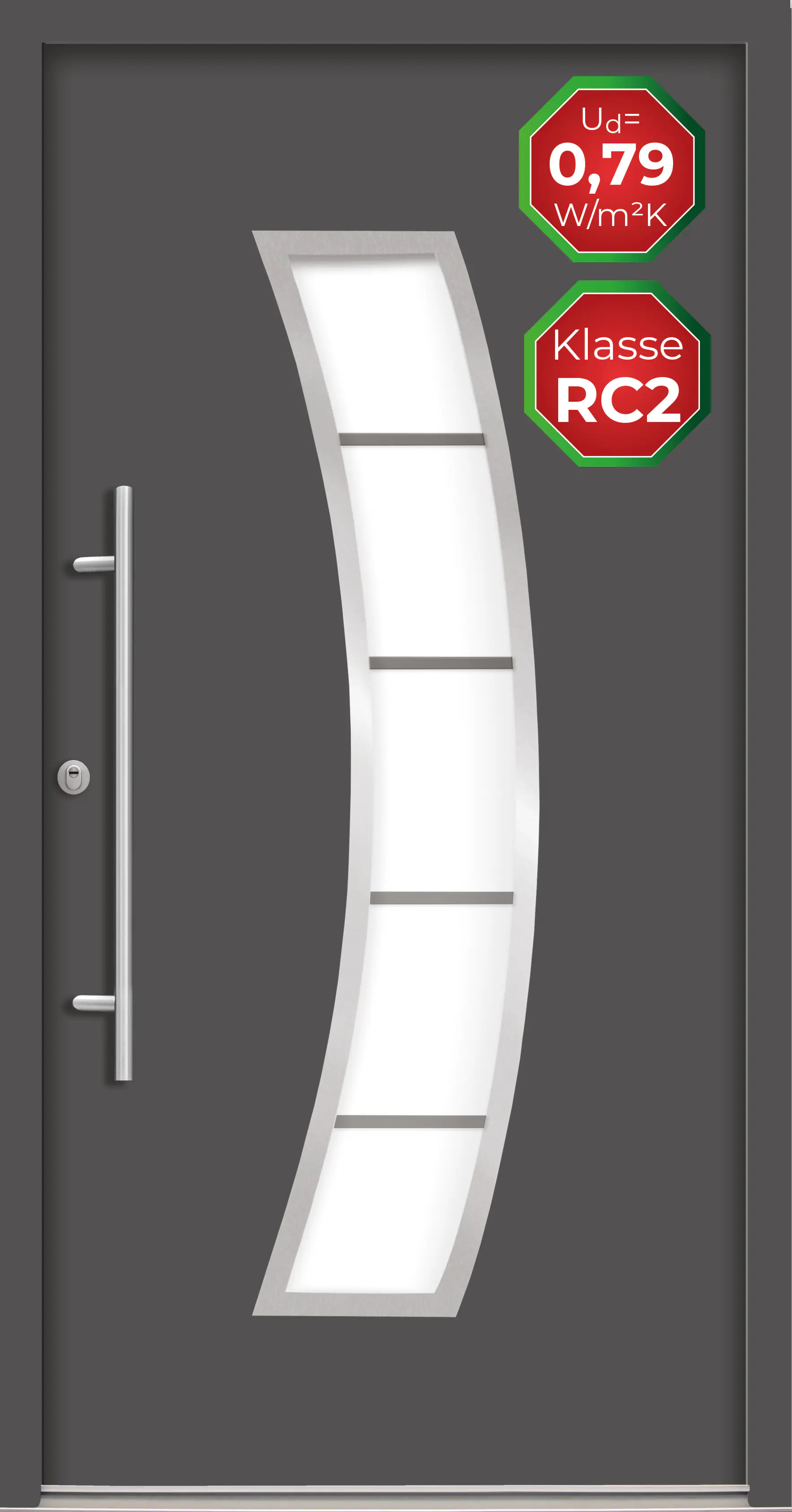 Splendoor Haustür Passivedoor Premium P14 RC2 Anthrazit DIN Links 100 x 210 cm